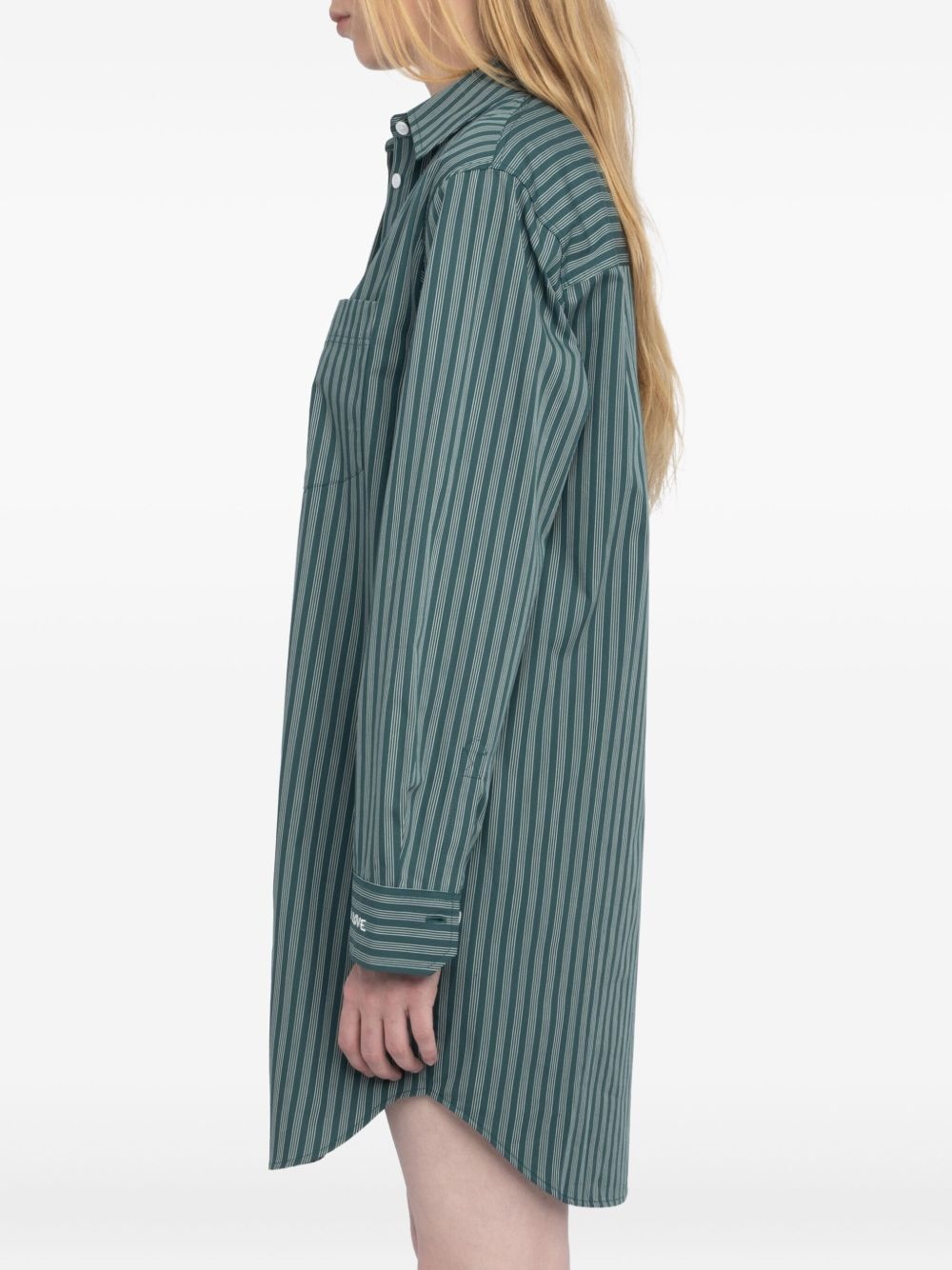 Rorning striped long-sleeve shirt mini dress - 5