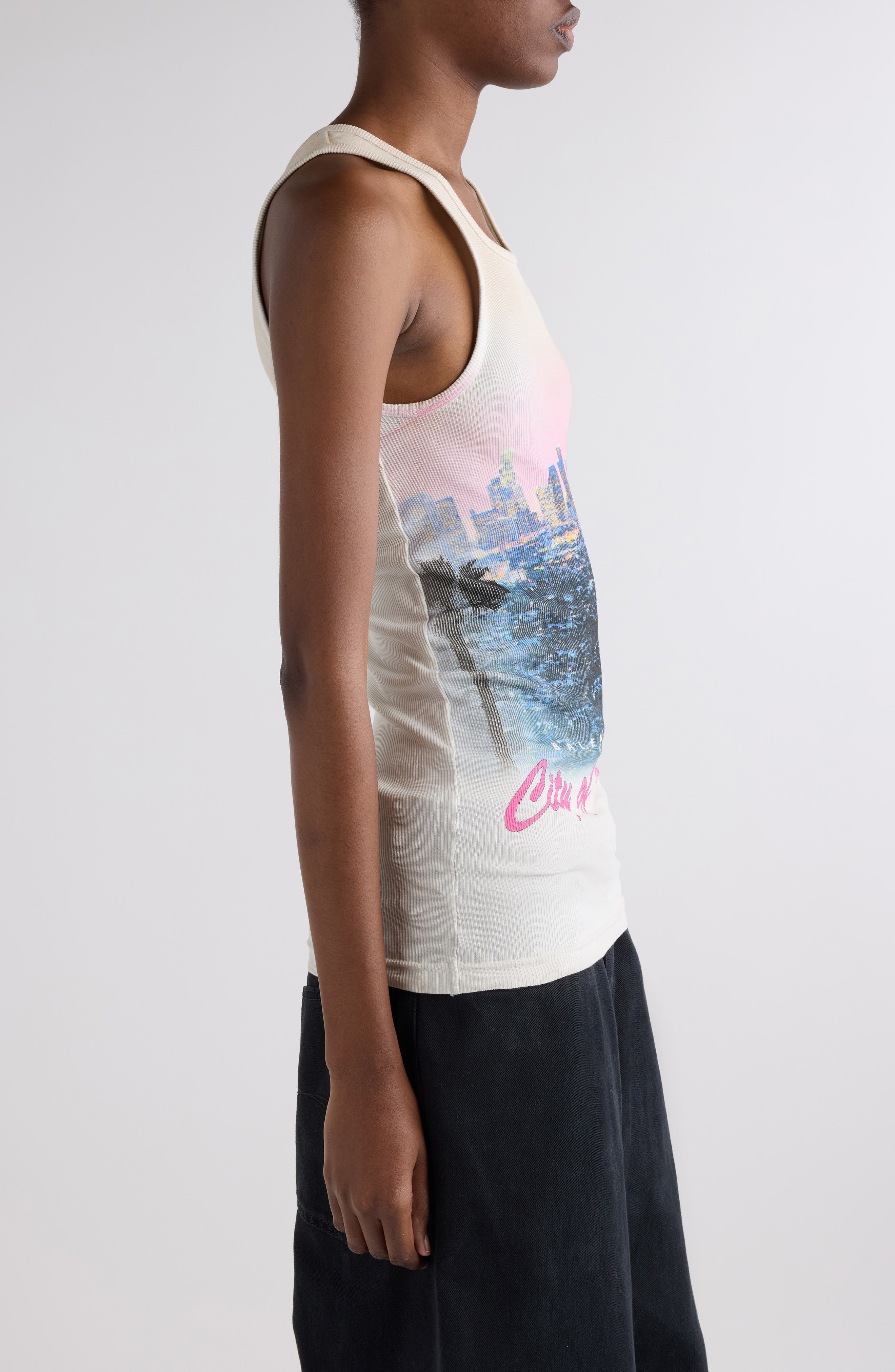 Balenciaga City of Angels Rib Graphic Tank in 9012 Dirty White at Nordstrom - 3