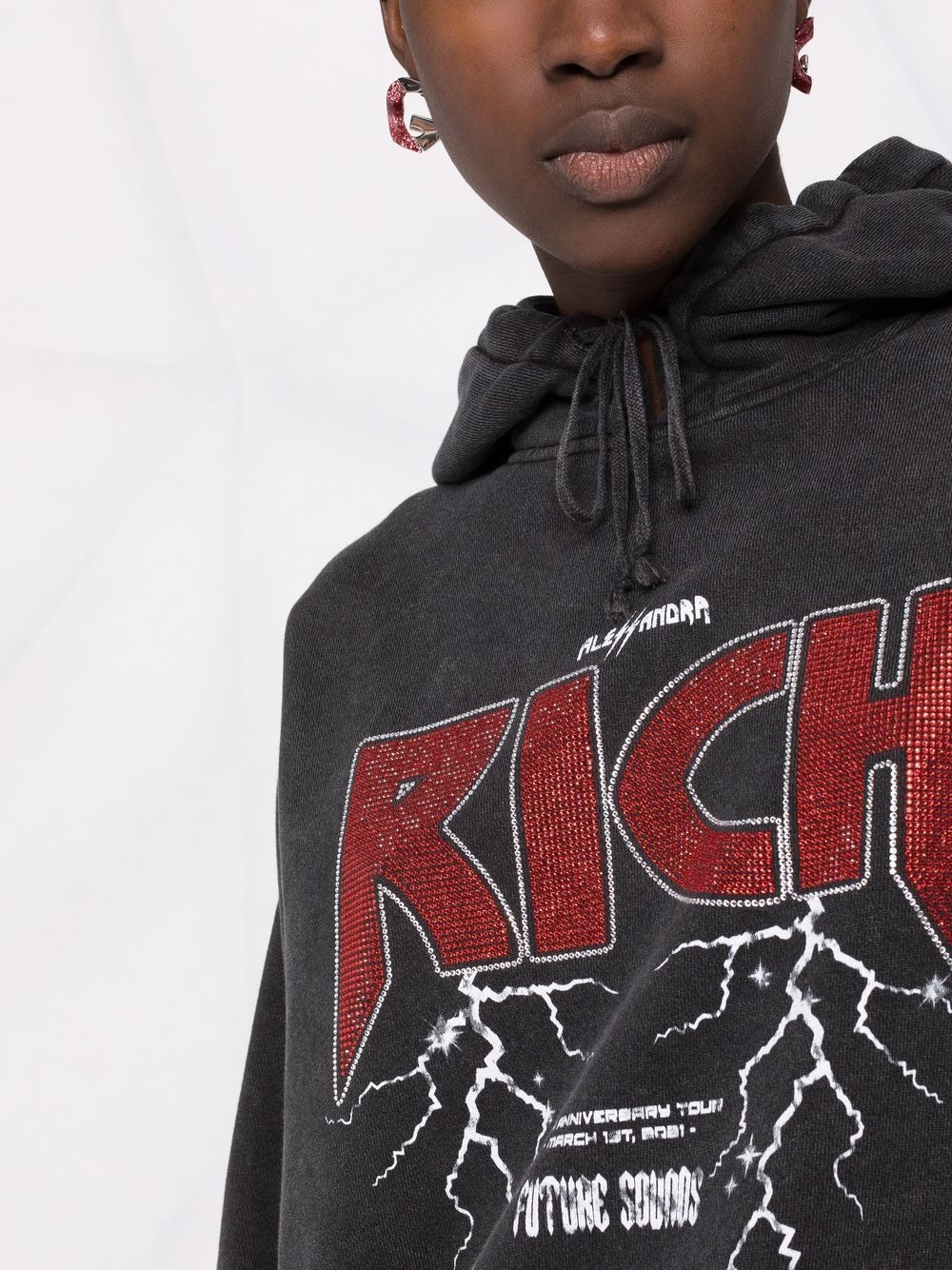 Rich rhinestone logo hoodie - 5