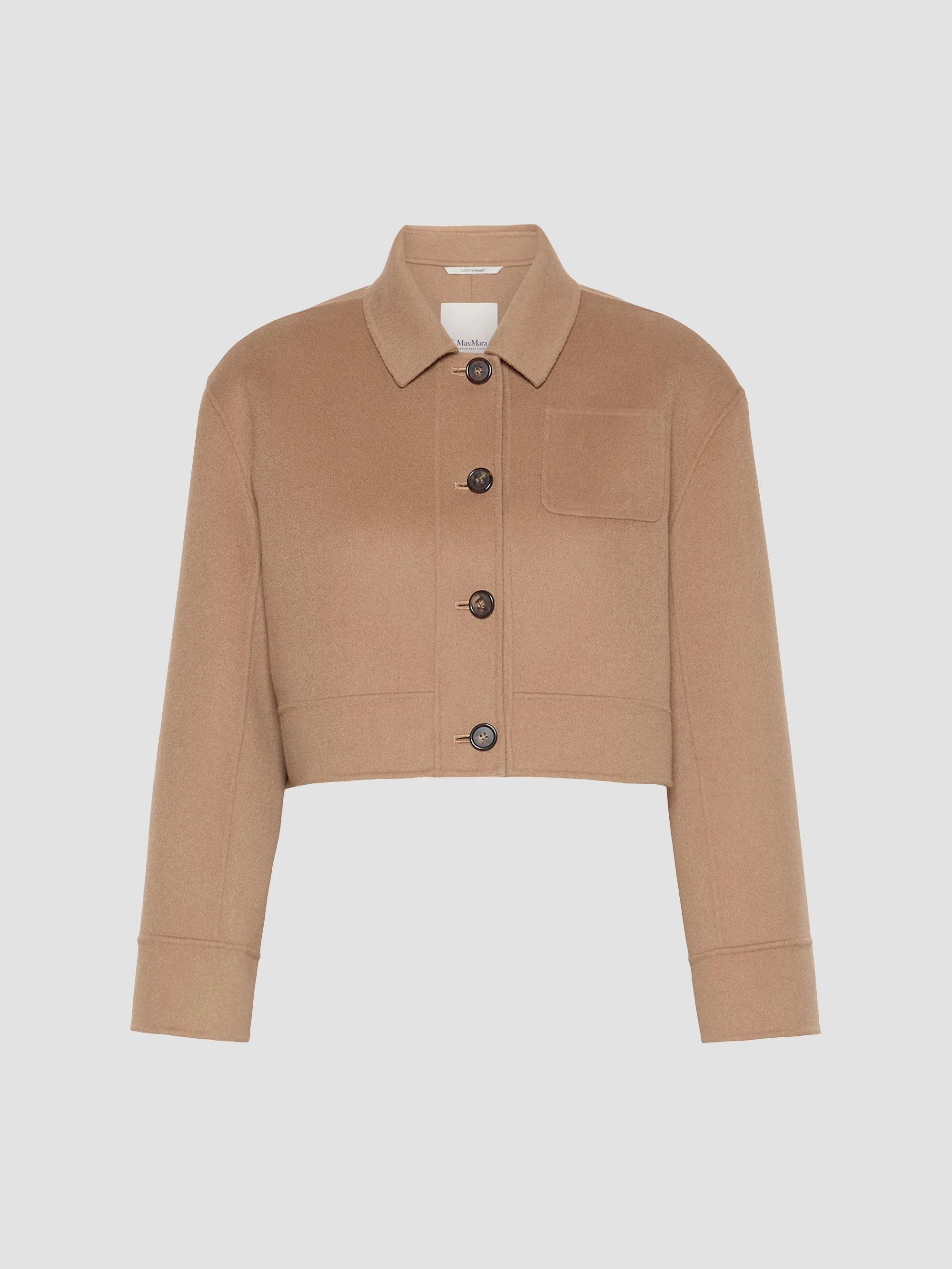 Women's Wool Drap Cropped Jacket - Camel - 1