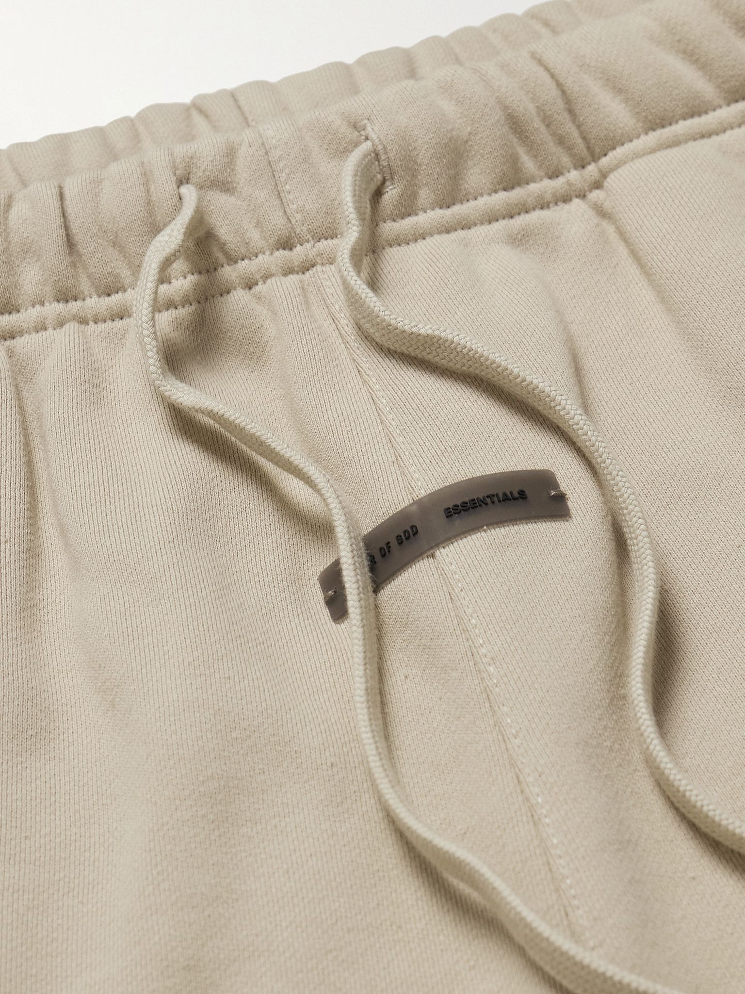 Wide-Leg Logo-Appliquéd Cotton-Blend Jersey Drawstring Shorts Beige - 5