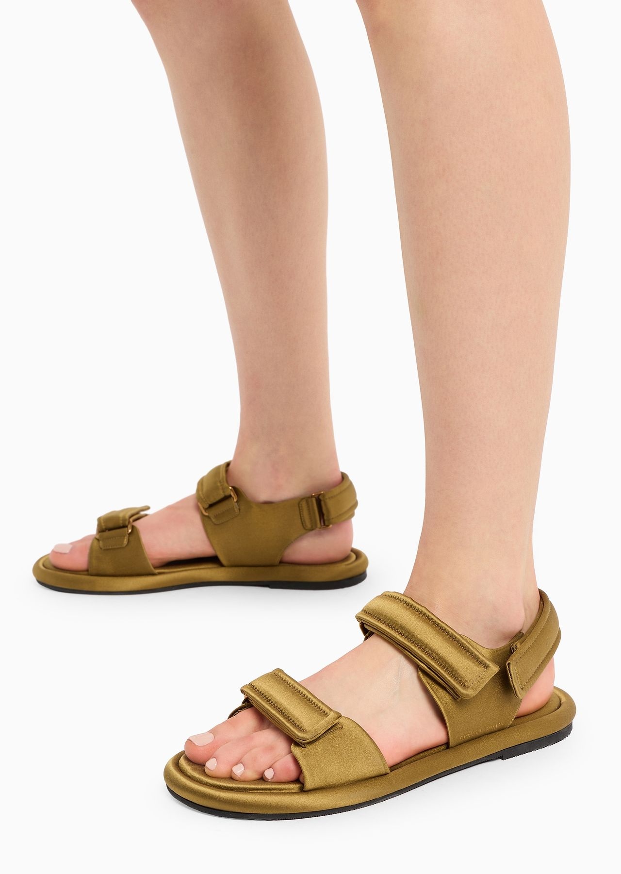 Padded satin flat sandals - 7