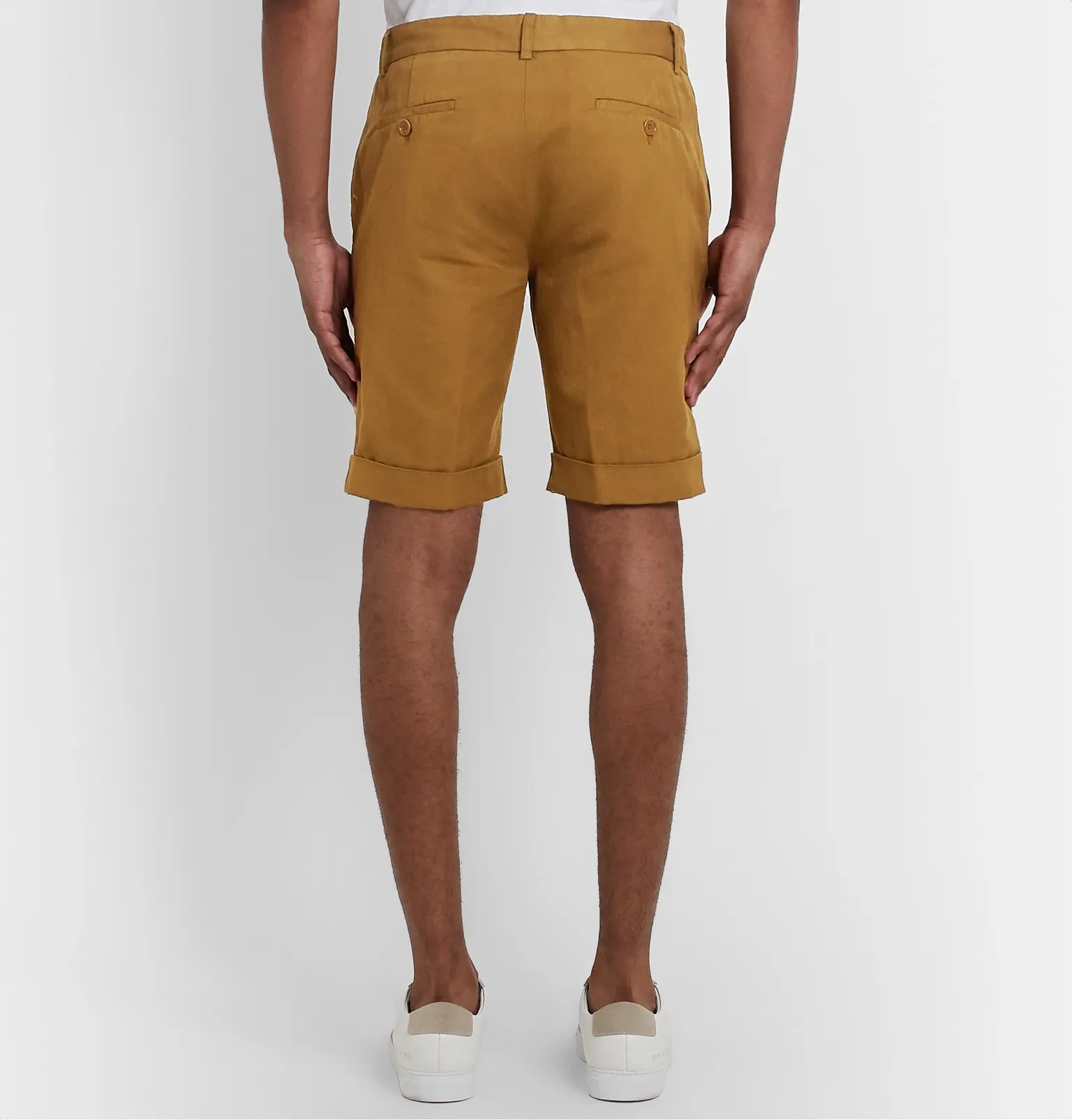 Slim-Fit Pleated Cotton and Linen-Blend Shorts - 5