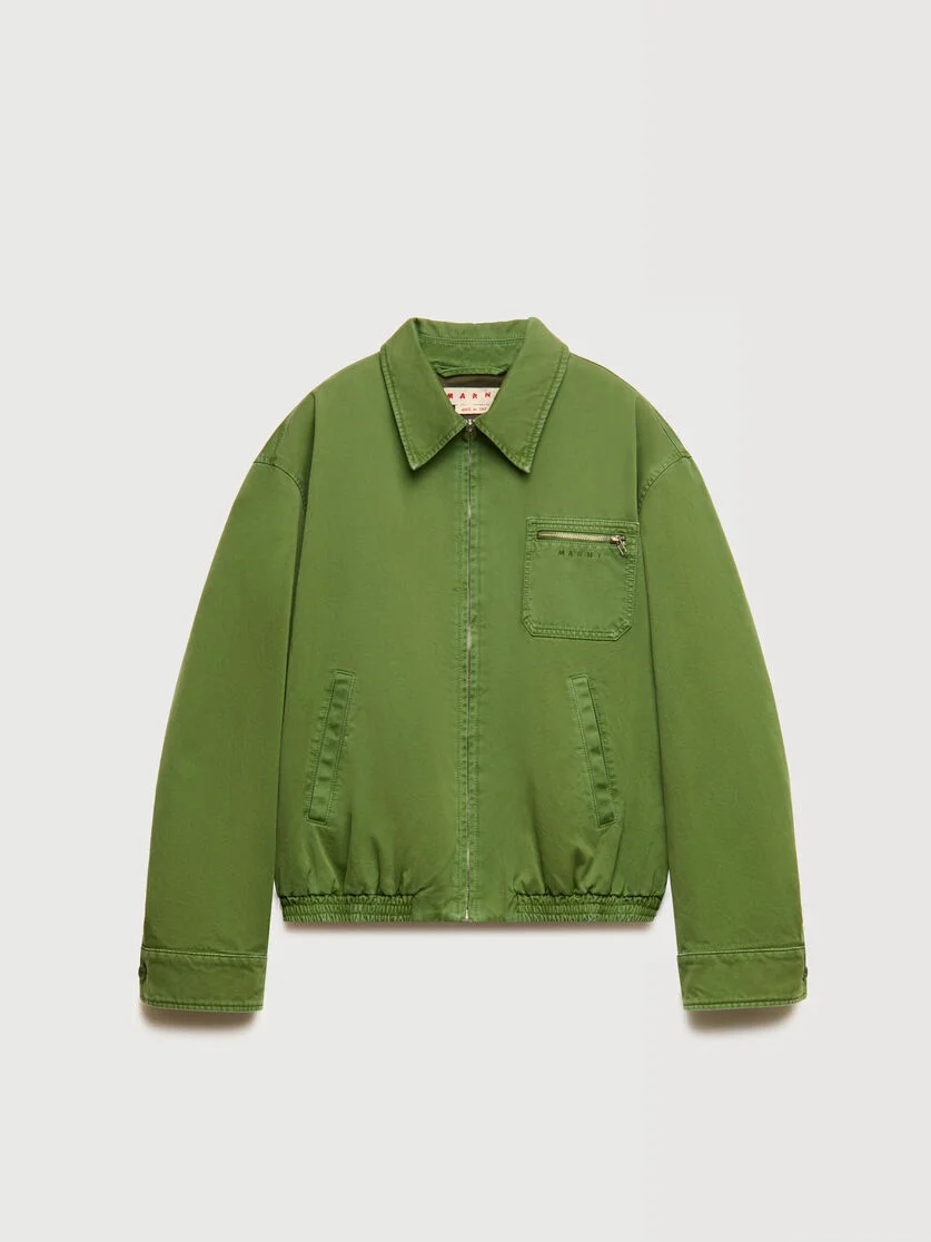 GREEN COTTON JACKET WITH ZIP POCKET - 1