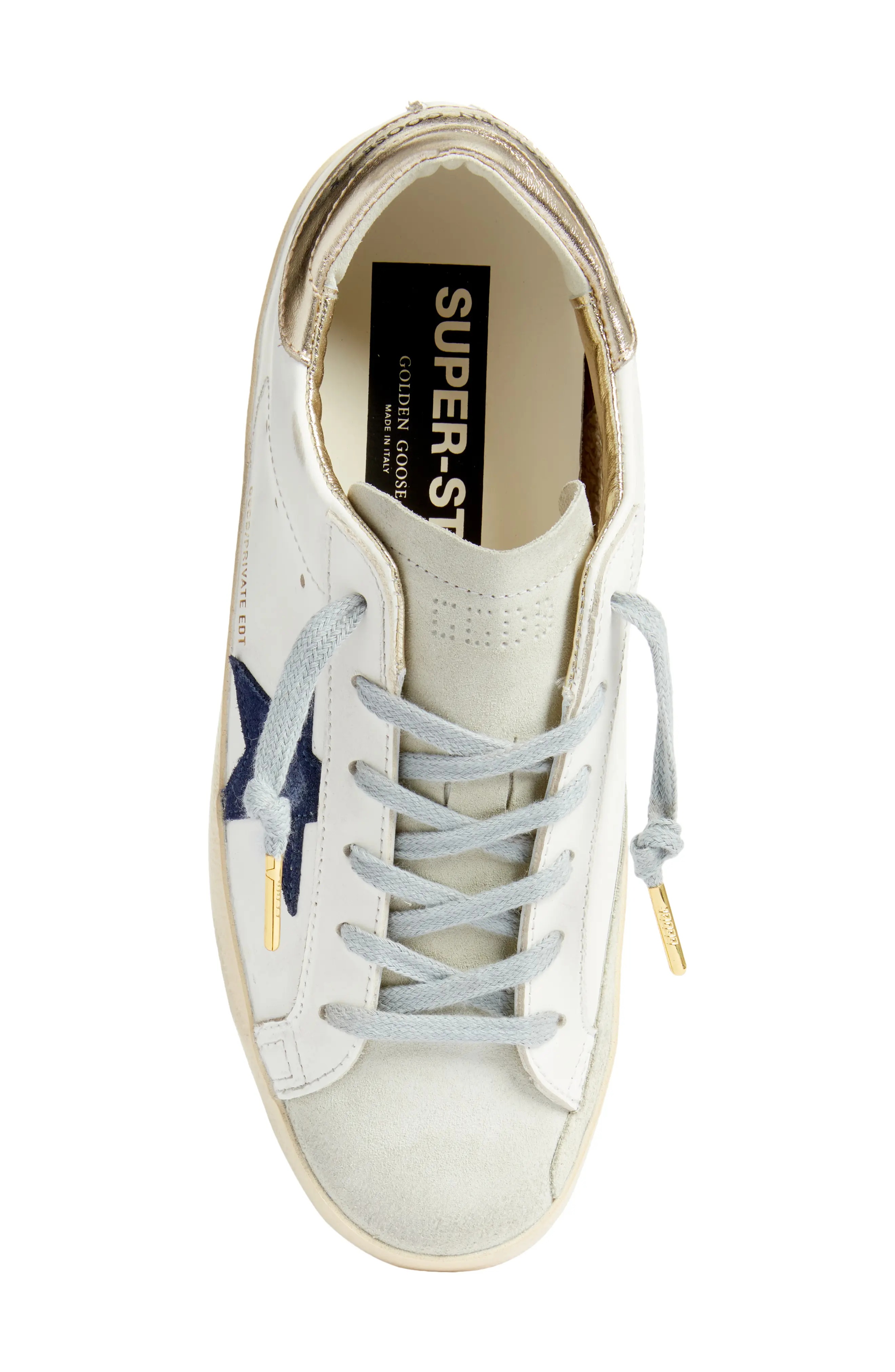 Super-Star Low Top Sneaker in White/Blue - 5