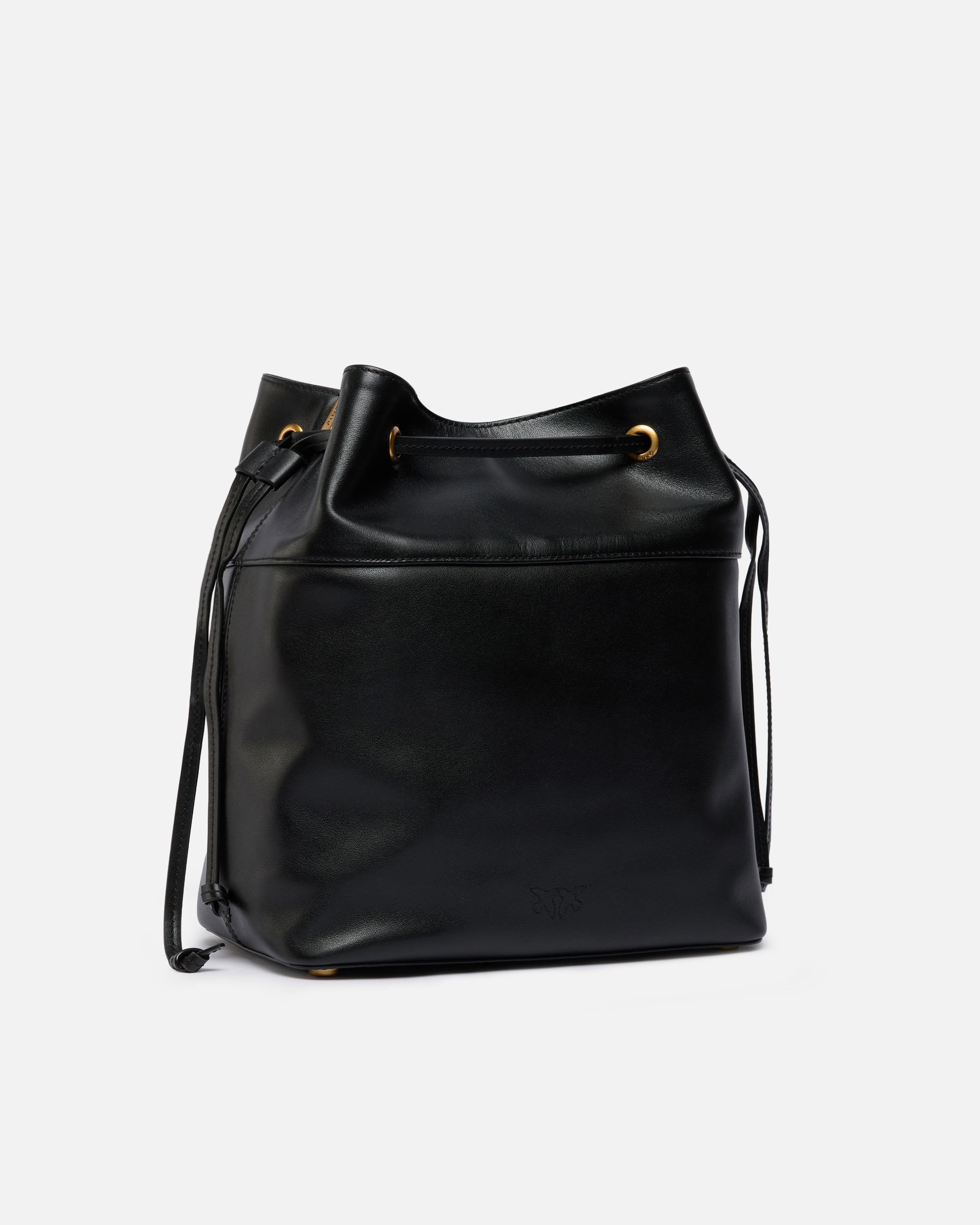 LEATHER BUCKET BAG WITH LOVE BIRDS LOGO - 2