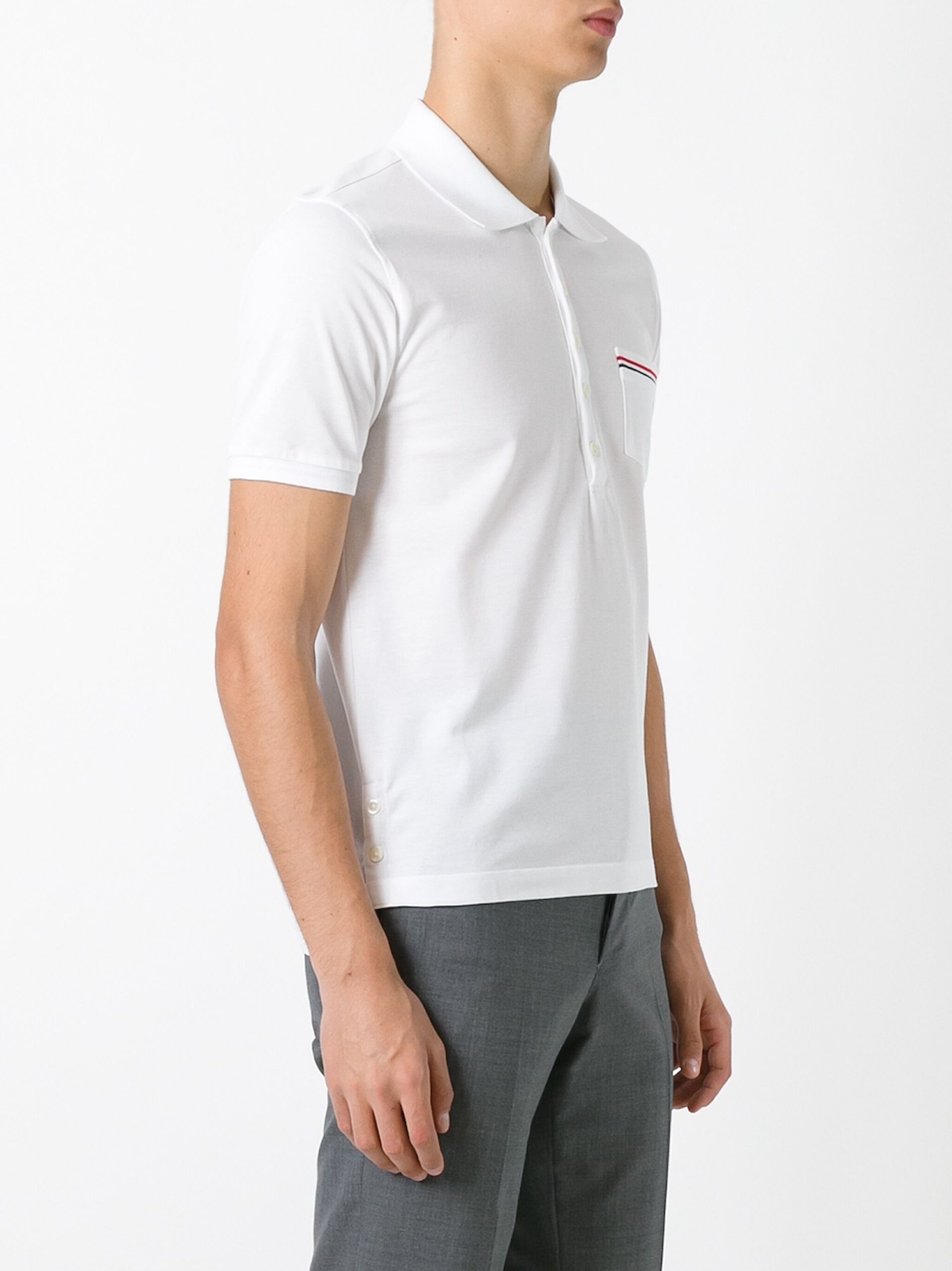 White RWB-Stripe Cotton Polo Shirt - 3