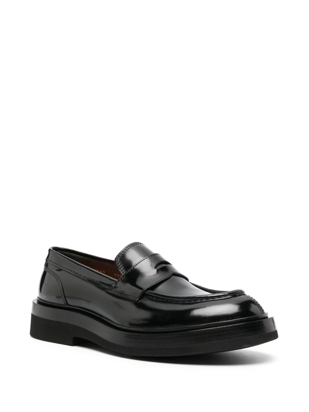 high-shine leather loafers - 2