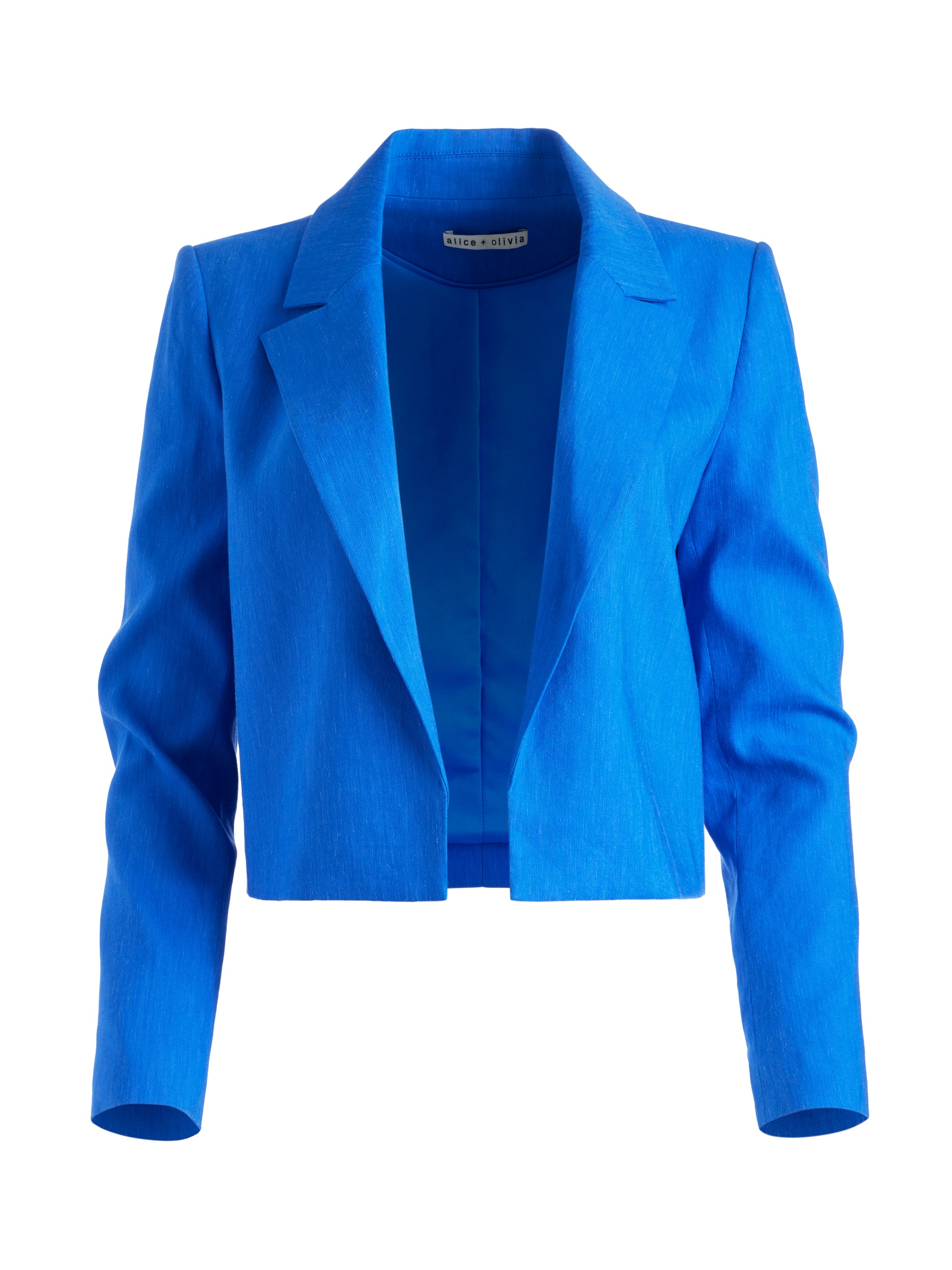 DENNY LINEN CROPPED NOTCH COLLAR BLAZER - 1
