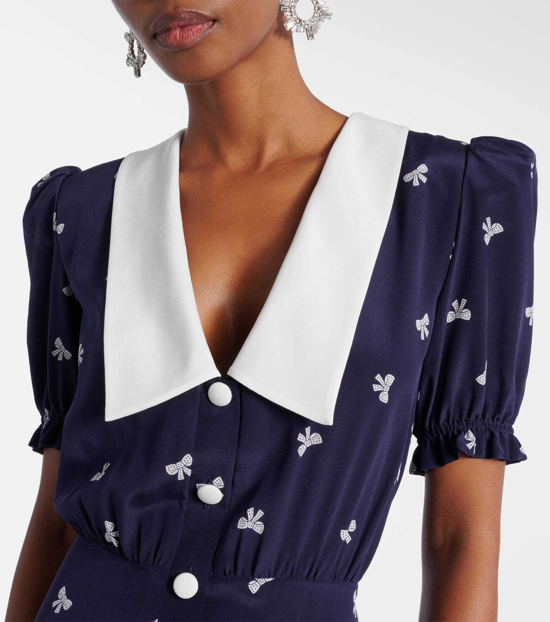 Printed silk midi dress - 4