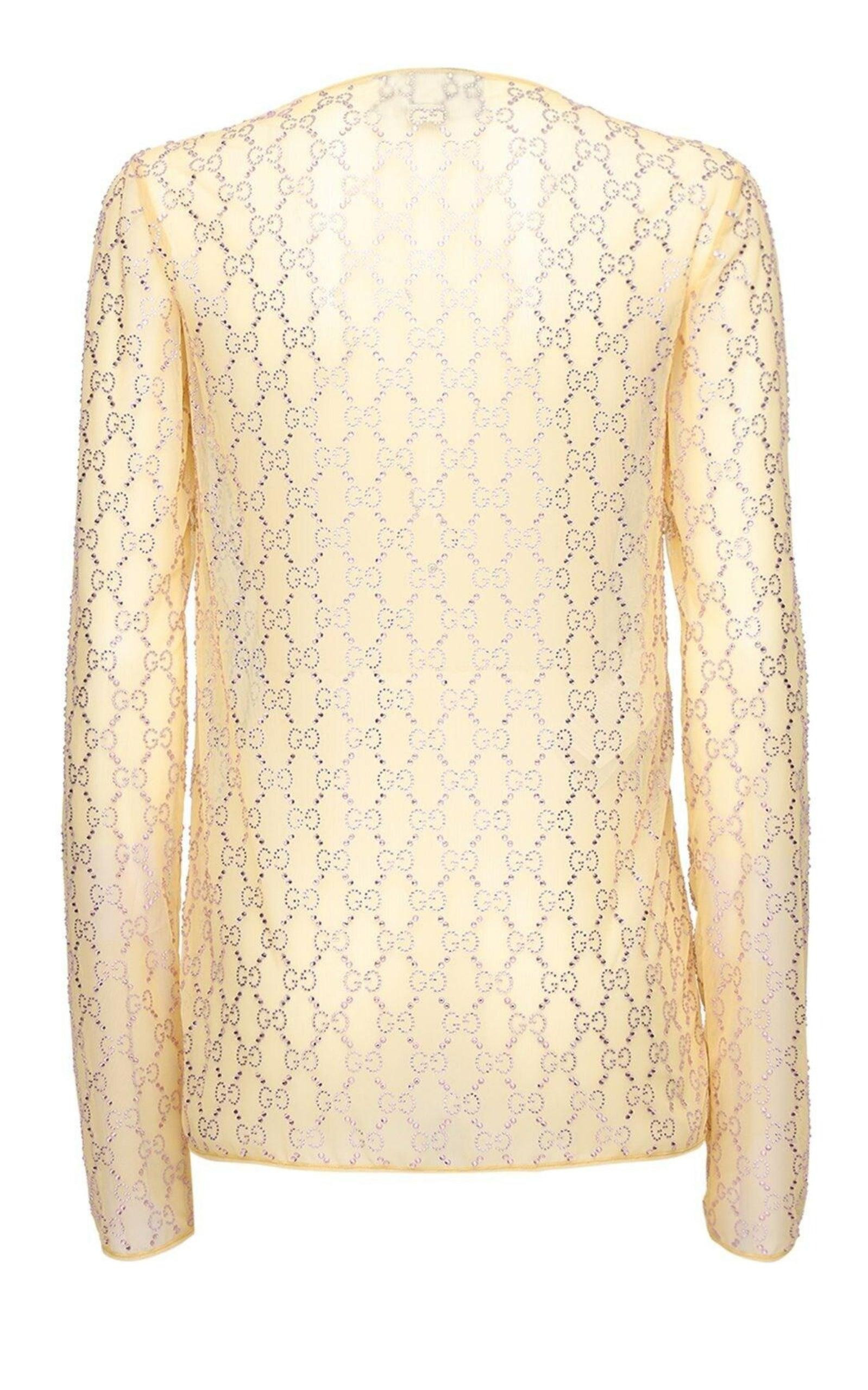 Crystal Embroidered Sheer Tulle Top - 4