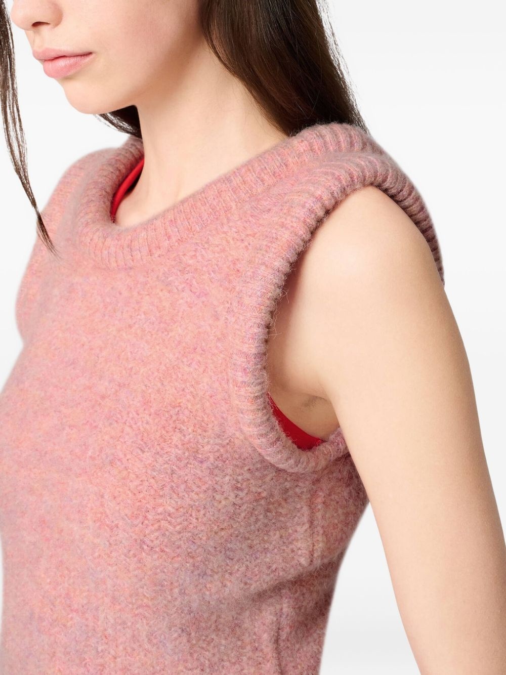 Anna ribbed-hem cropped sleeveless vest - 6