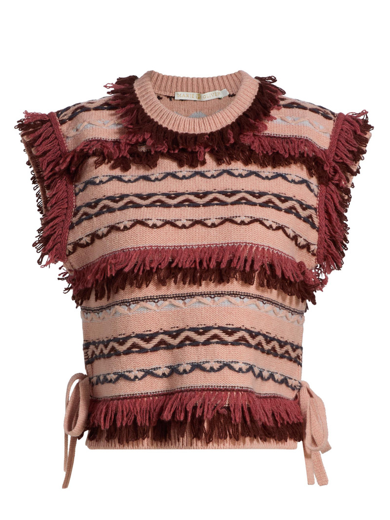 Women's Desmond Wool Fringed Top - Volcanic 1