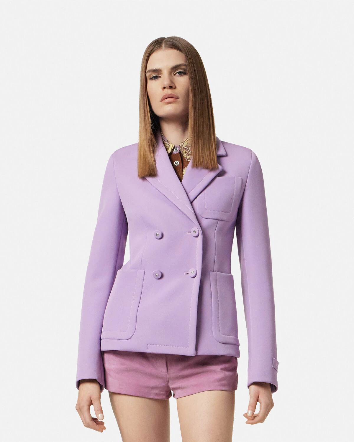 Scuba-Wool Double-Breasted Fitted Blazer - 4