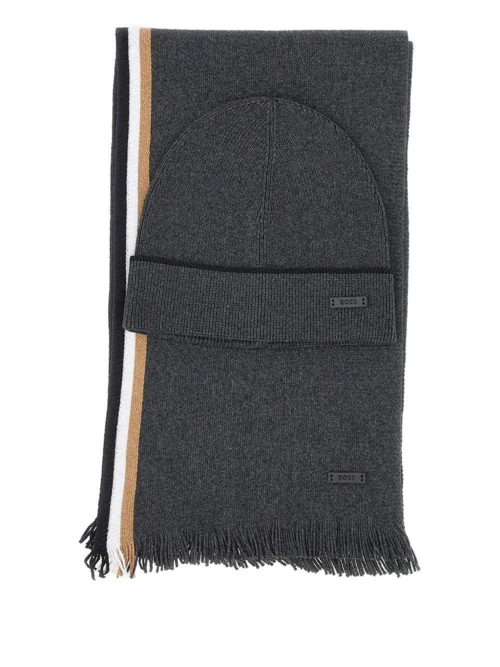 stripe-detail hat set - 1