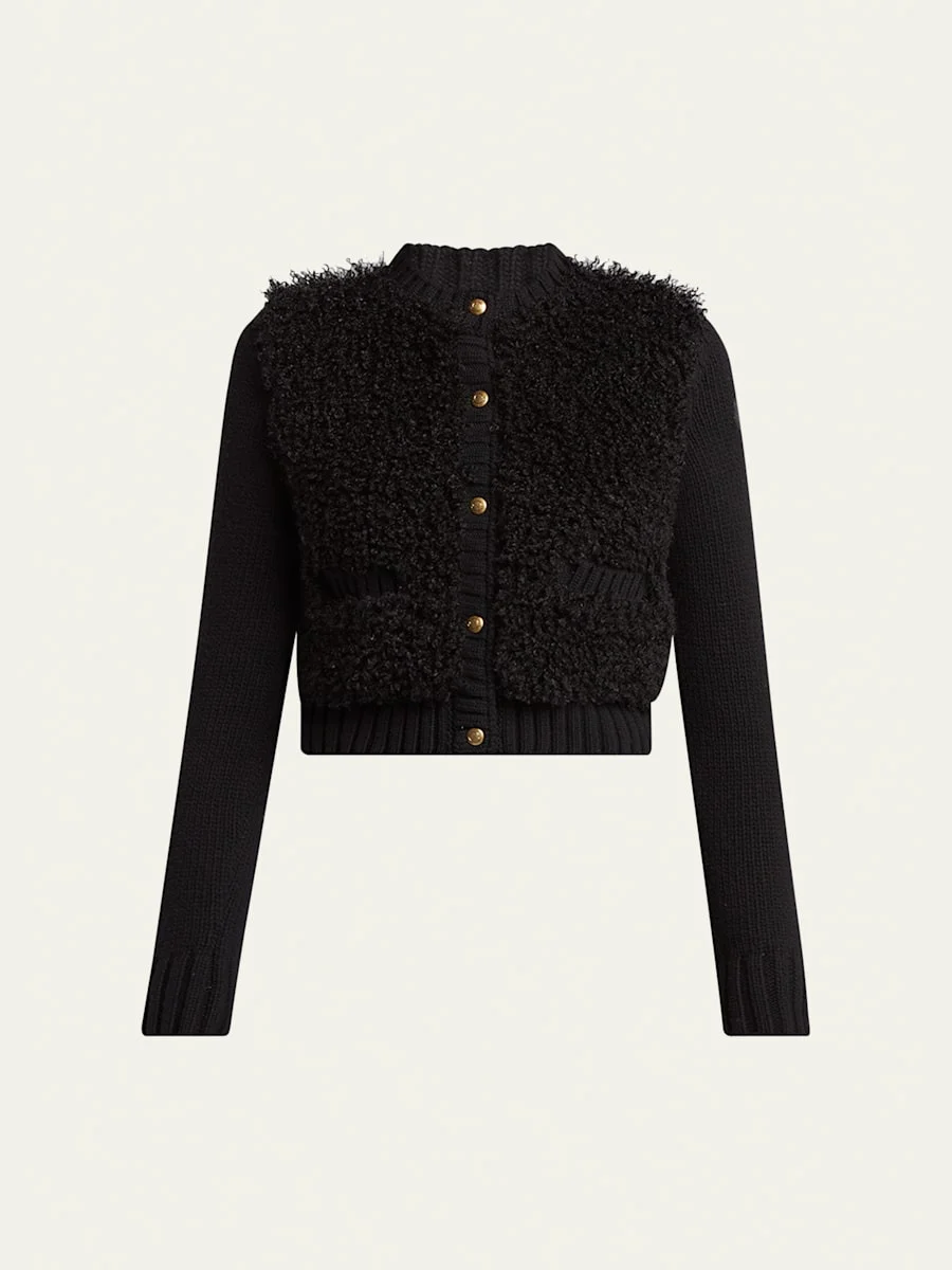 Combo Curly Wool-Blend Cardigan - 1