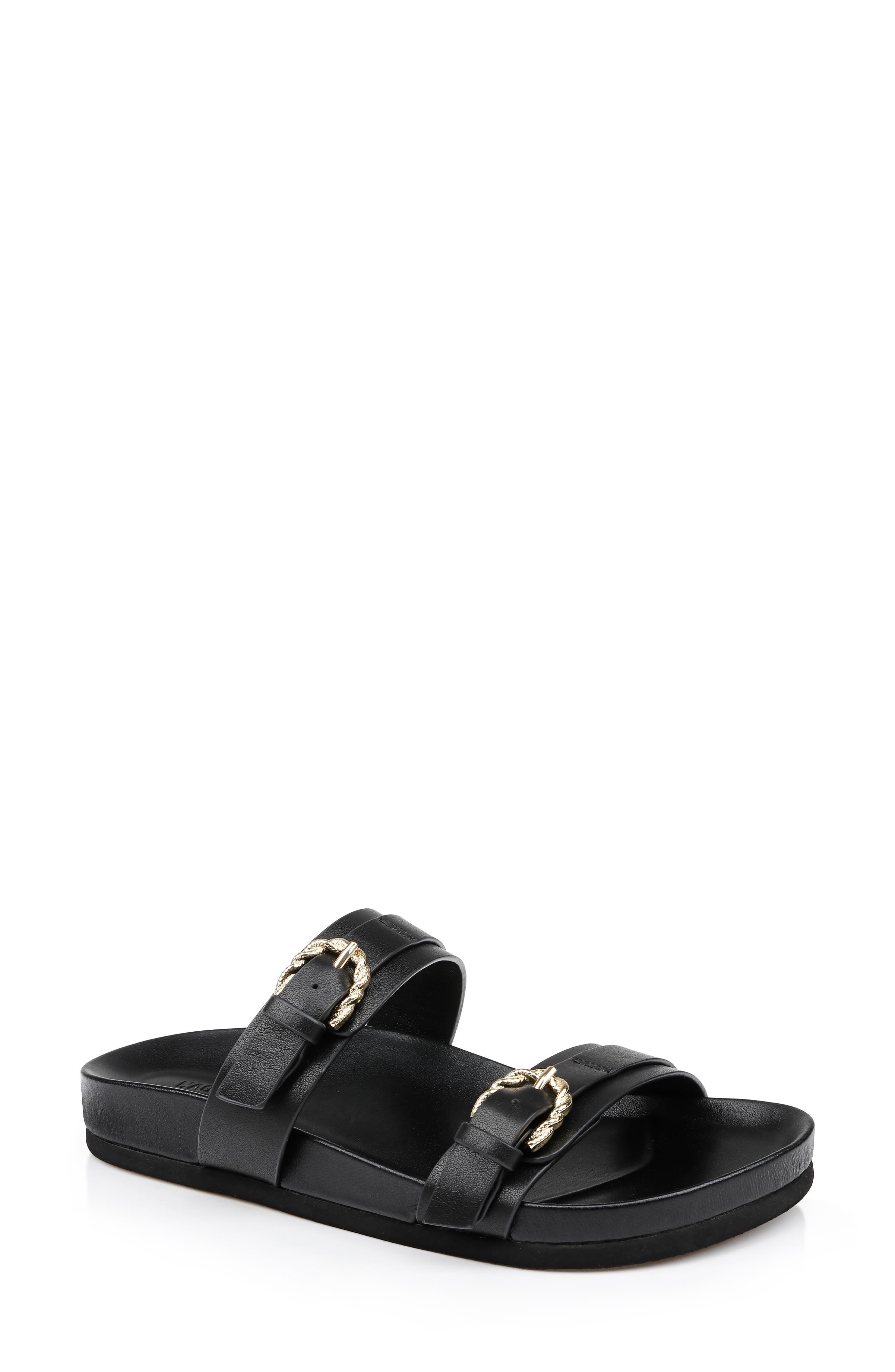 L'AGENCE Gaelle Slide Sandal in Black Leather at Nordstrom - 1