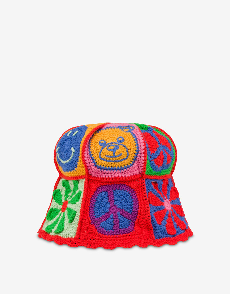 Moschino MOSCHINO SYMBOLS CROCHET BUCKET HAT outlook