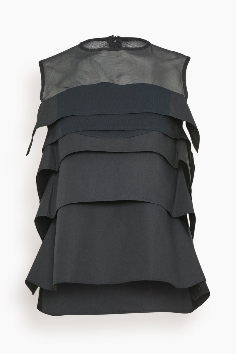 Chiffon Mix Cotton Poplin Pullover in Black 1