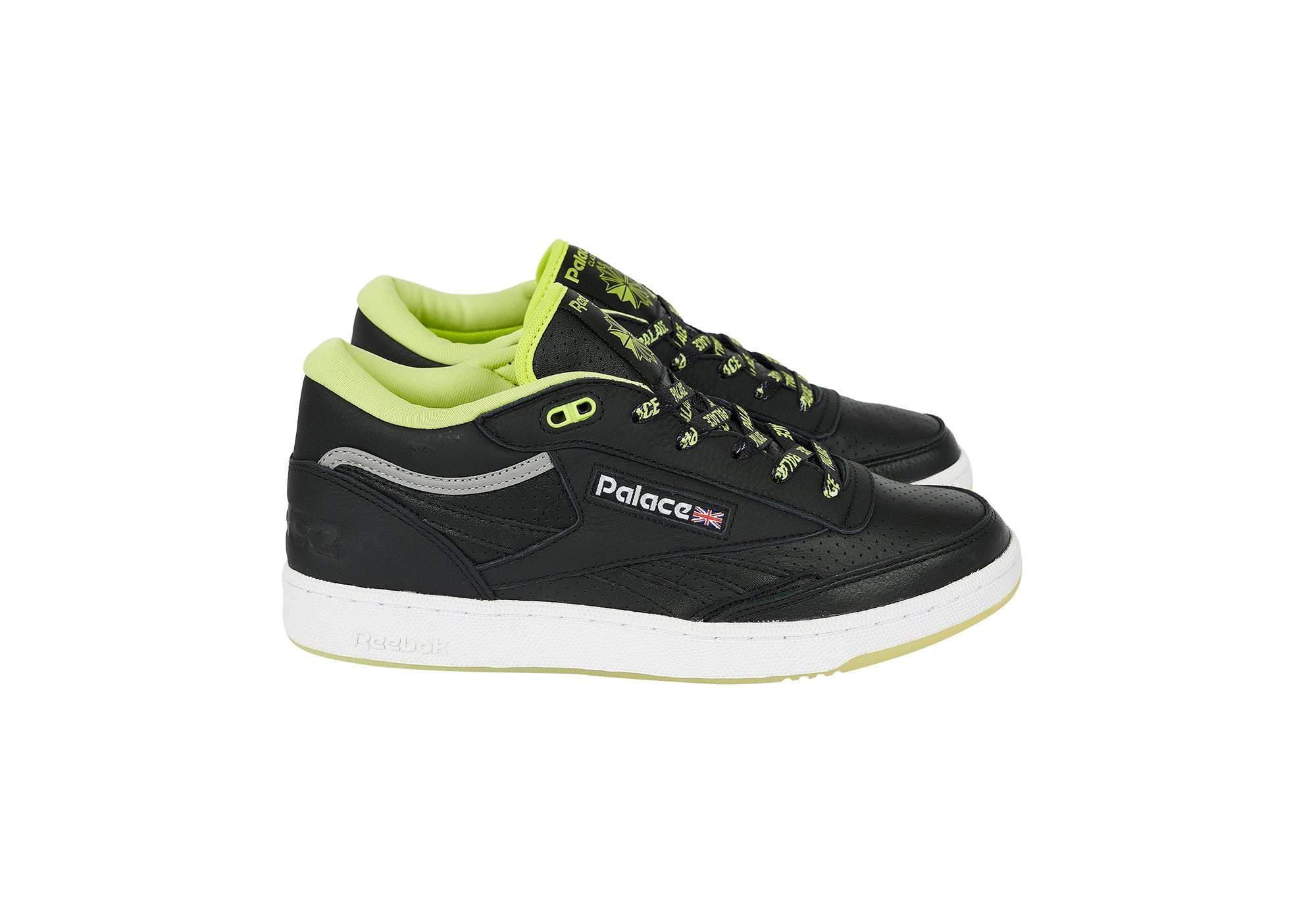 PALACE REEBOK CLUB C MID II REVENGE CORE BLACK / ACID YELLOW / FOOTWEAR WHITE - 2