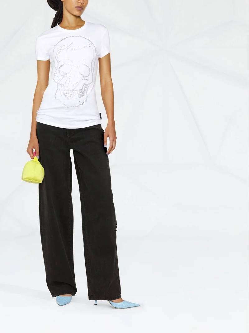 PHILIPP PLEIN skull motif rhinestone-embellished T-shirt outlook