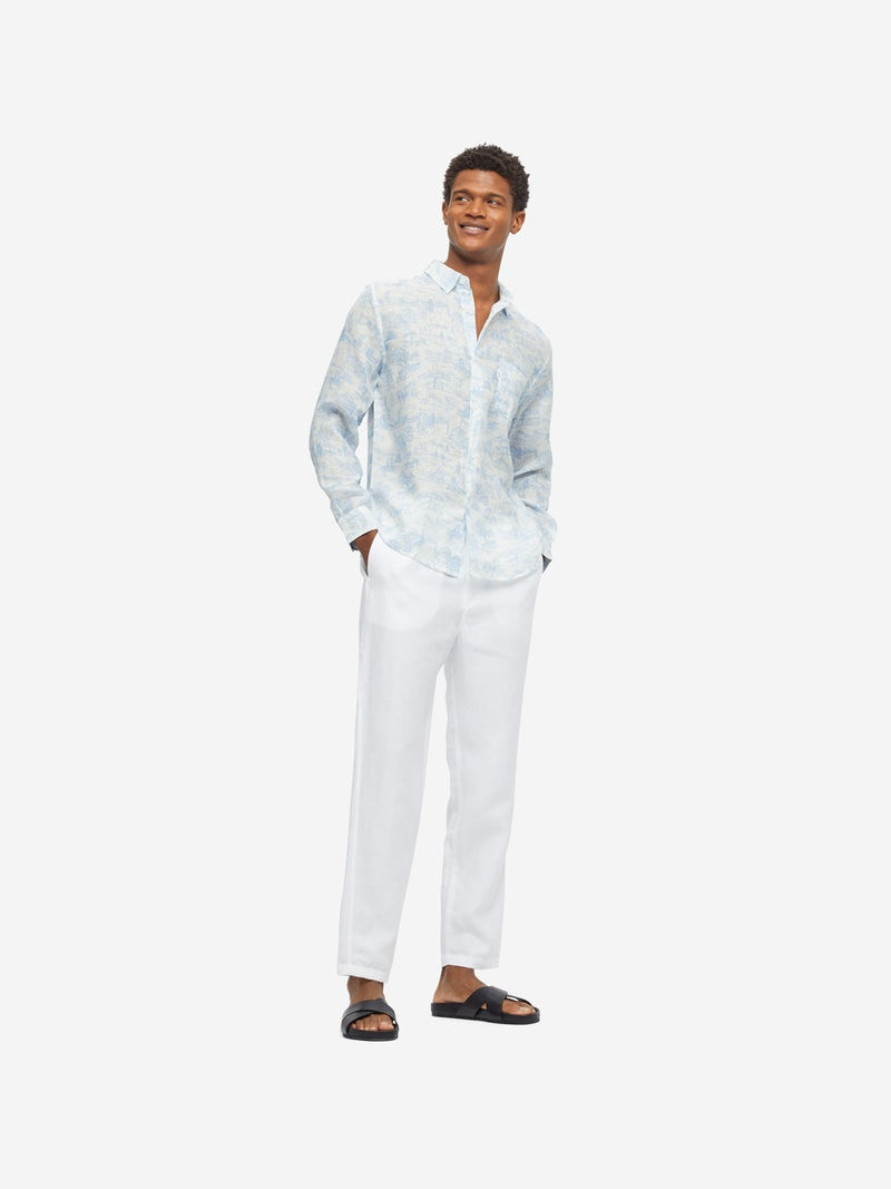 Derek Rose Men's Shirt Milan 18 Linen White outlook