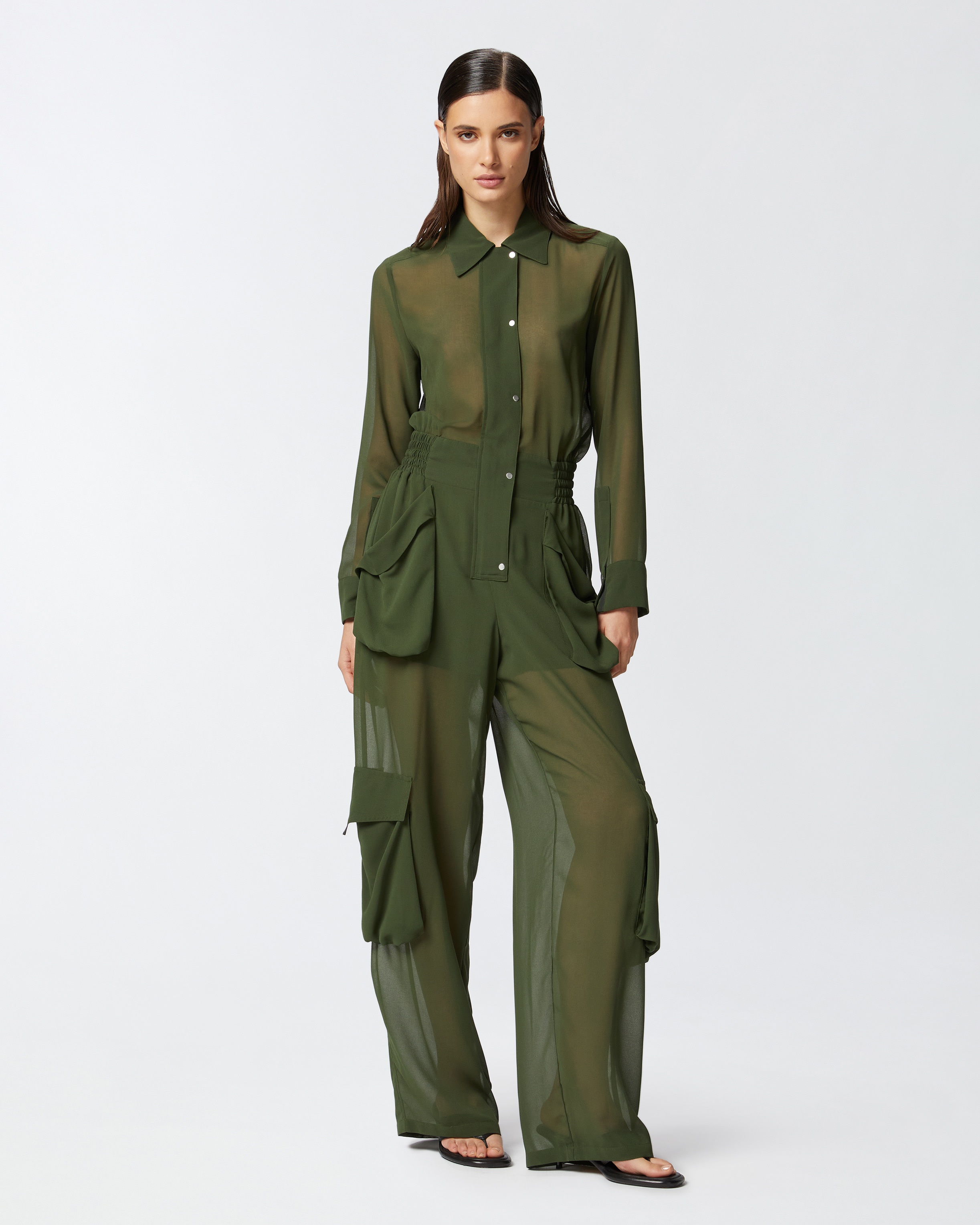 GEORGETTE JUMPSUIT WITH CARGO POCKETS - 3
