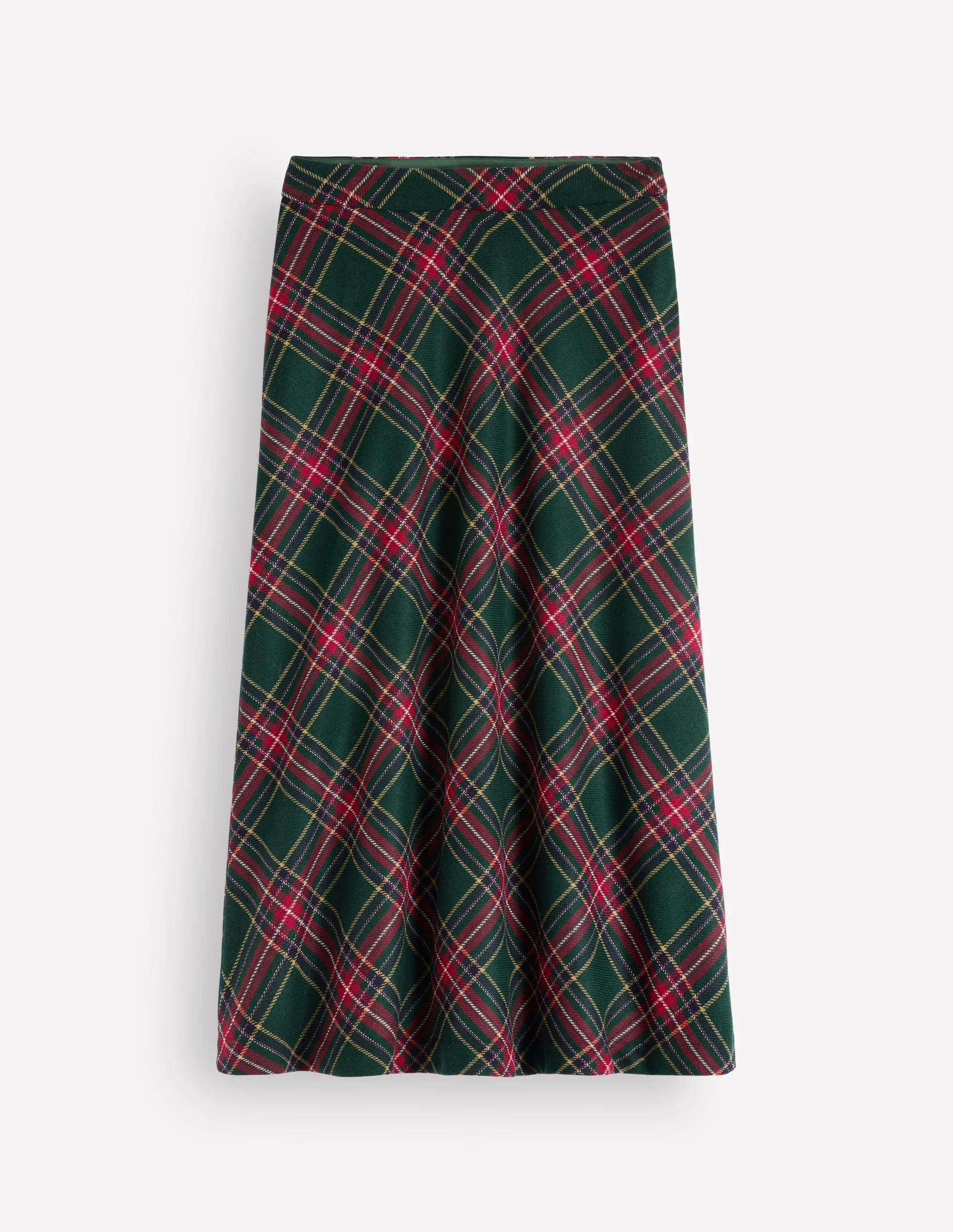 Wool Blend Slip Skirt-Green Check - 1