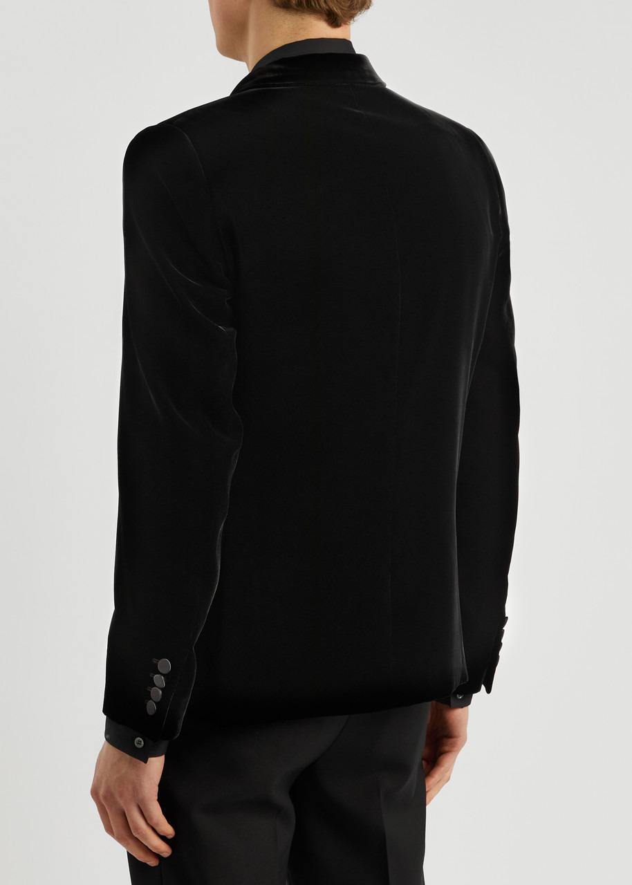 Single-breasted velvet blazer - 3