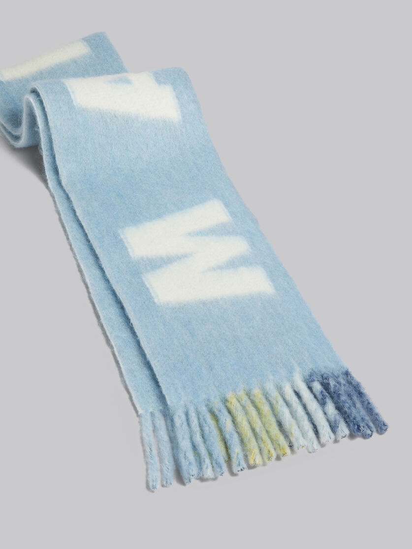 LIGHT BLUE MOHAIR AND WOOL SCARF WITH MAXI LOGO - 3