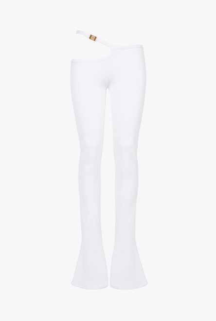 White eco-designed knit bootcut pants - 1