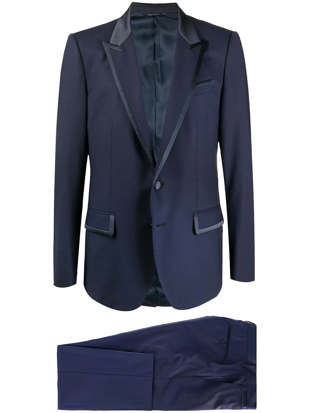 contrast-trim two piece suit - 1