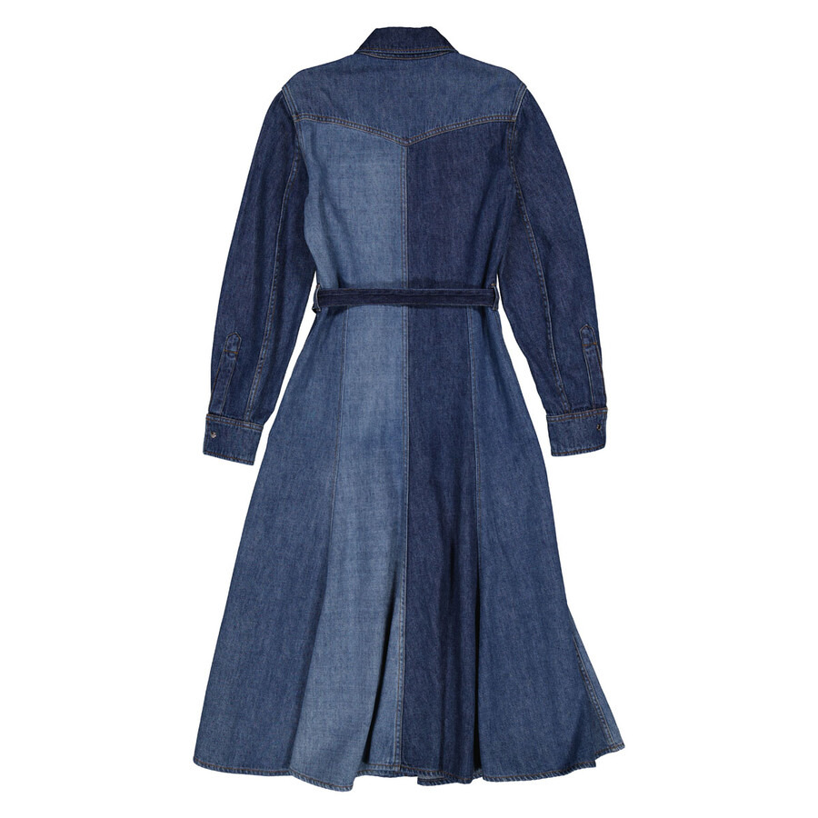 Chloe Ladies Multicolor Blue Belted Denim Shirtdress - 7