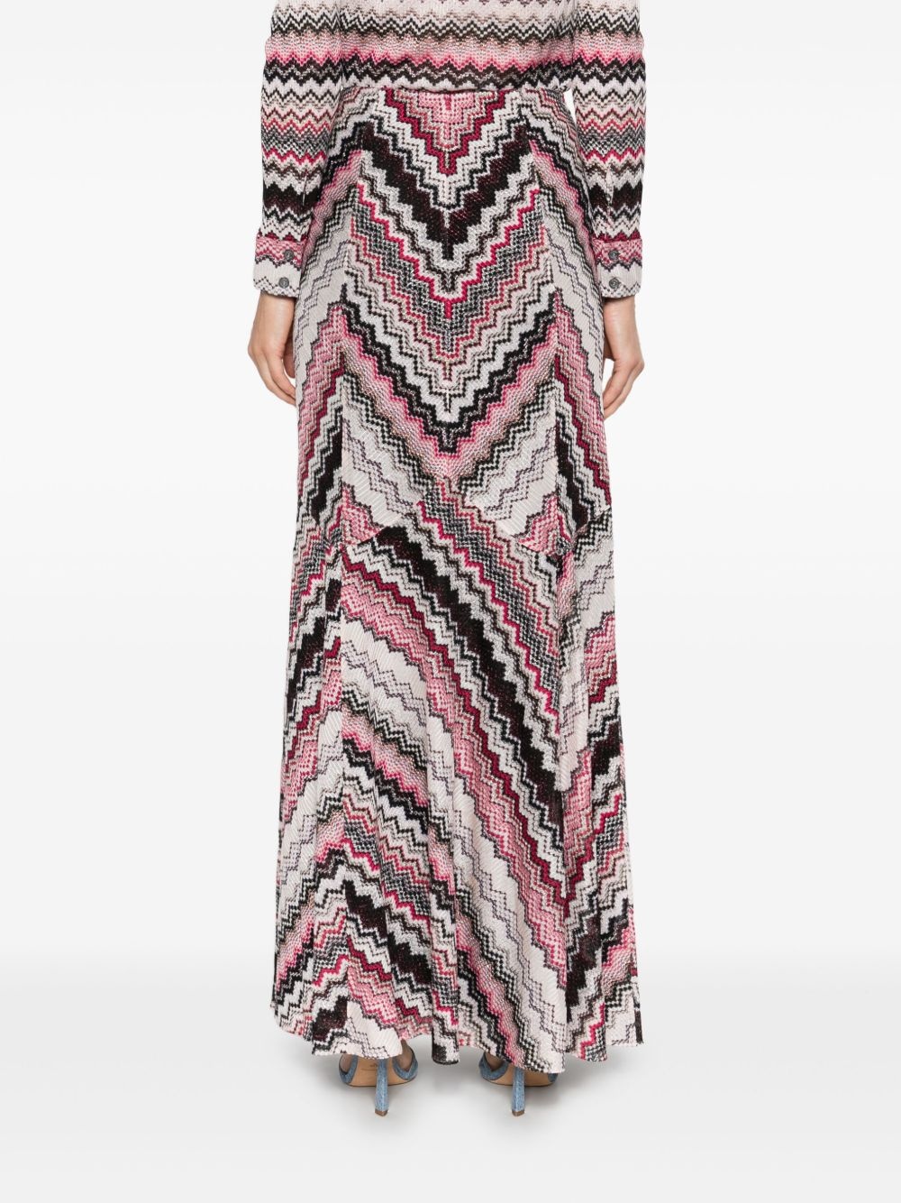 zigzag-pattern lamé maxi skirt - 4