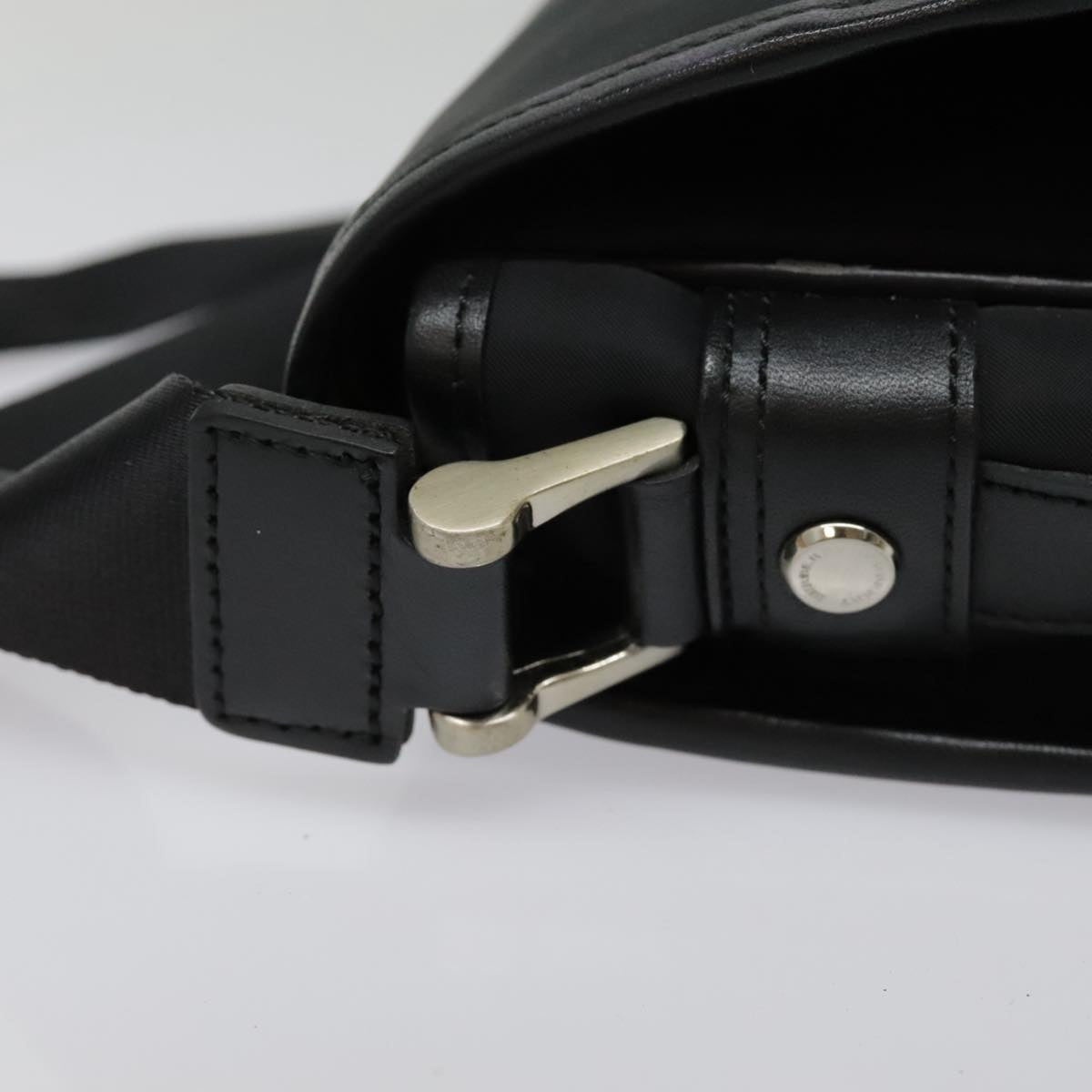 Burberry Shoulder Bag Nylon Leather Black Beige Silver - 14