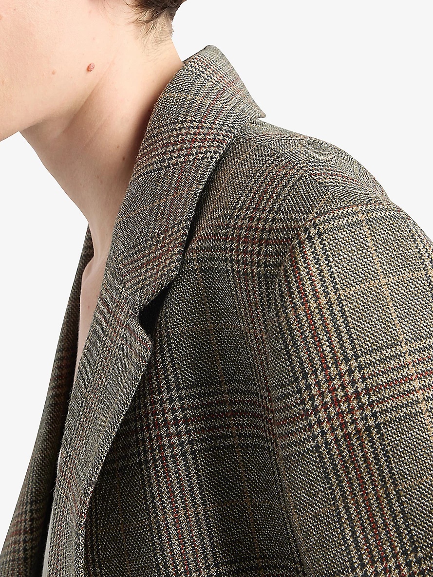 Single-breasted Prince of Wales checked wool jacket - 5