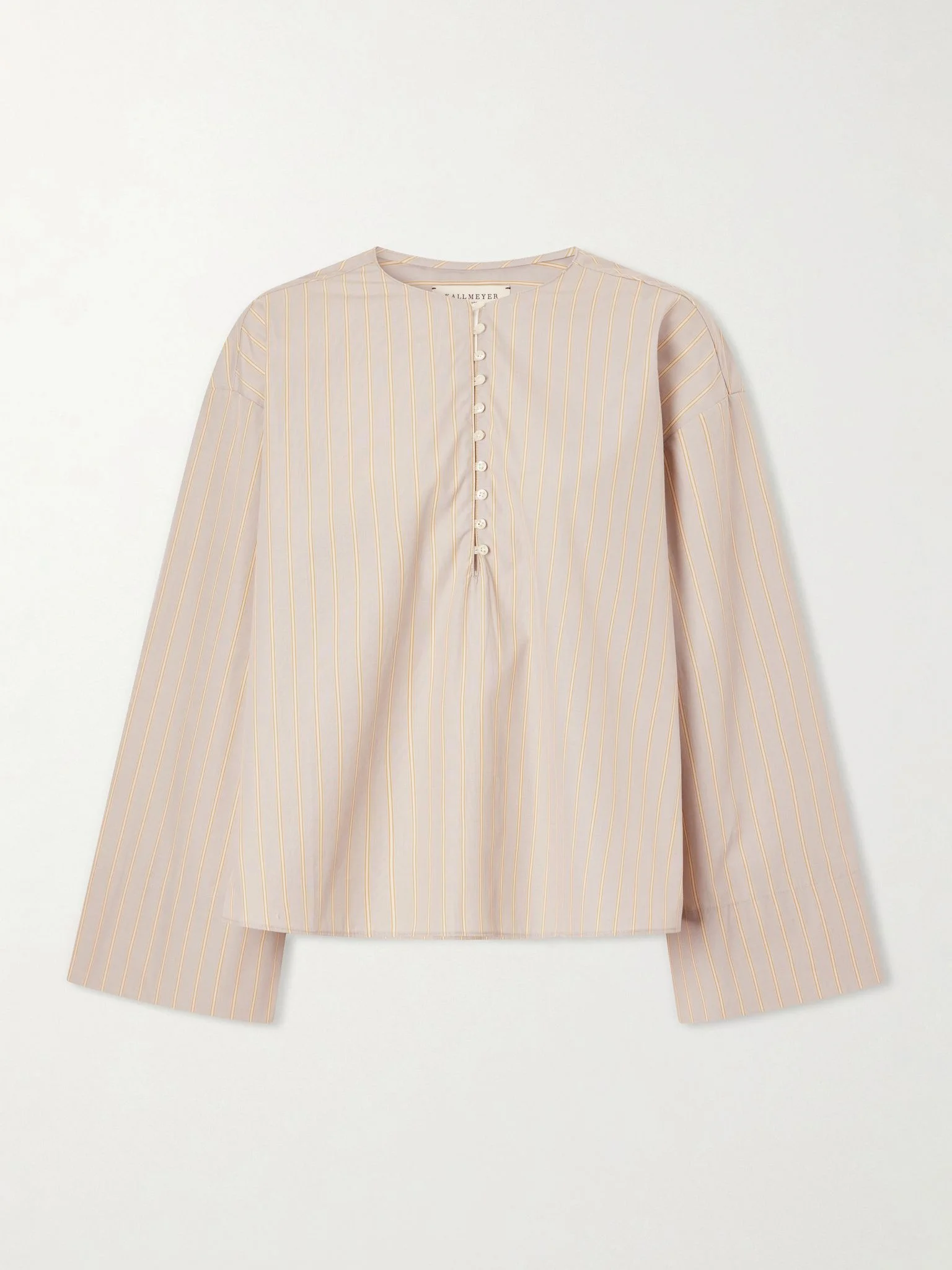 Marguerite striped cotton-poplin blouse Off-white - 1