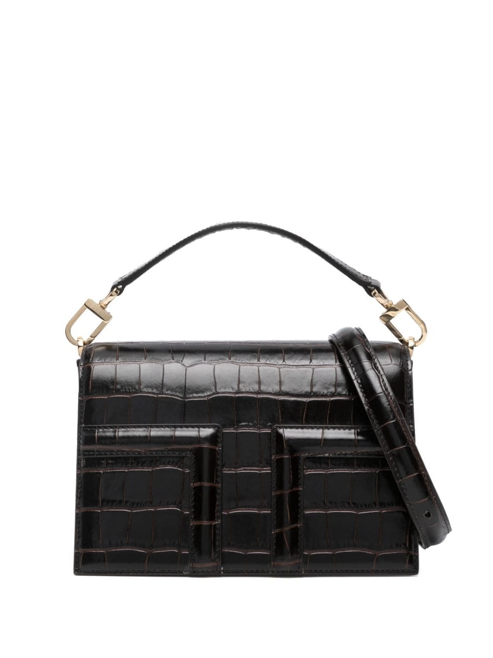 T-Flap crocodile-embossed mini bag - 1