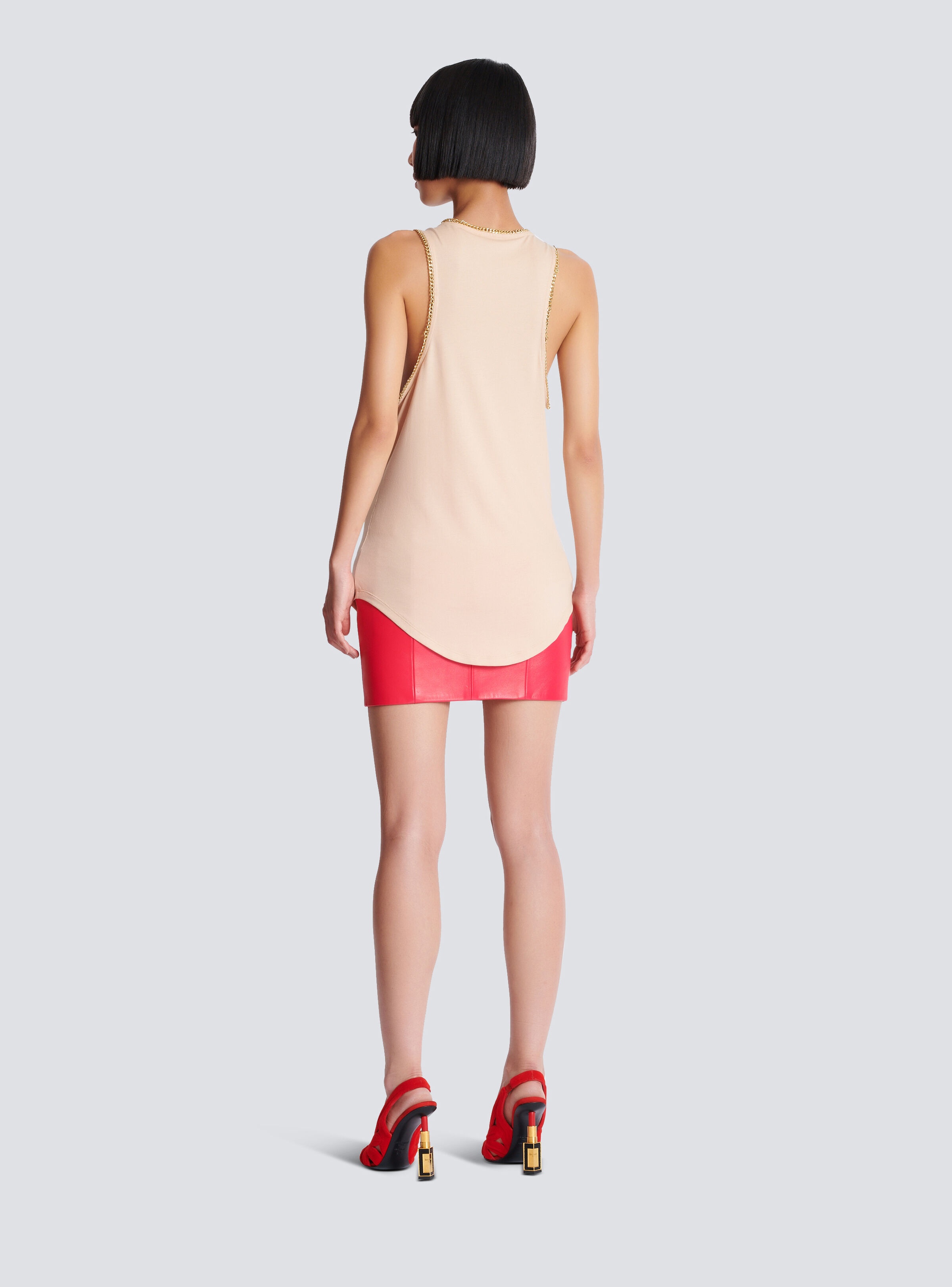 Relaxed jersey tank top with chains - 4