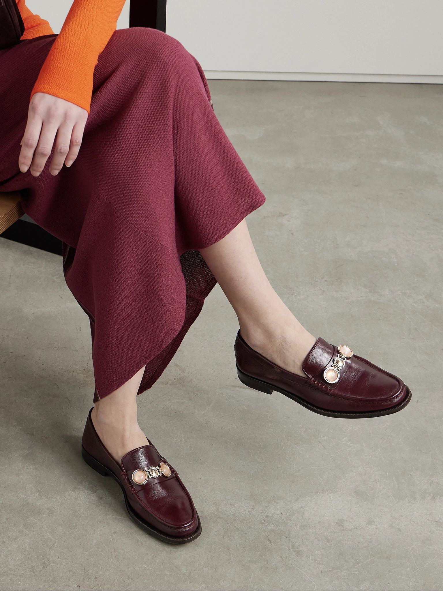 Melchora embellished leather loafers Claret - 2