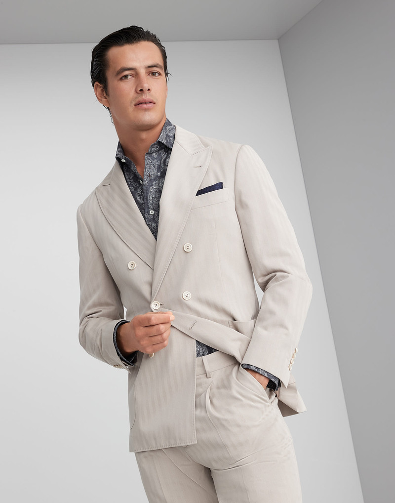 Cotton and silk chevron solaro one-and-a-half breasted deconstructed blazer with patch pockets 1