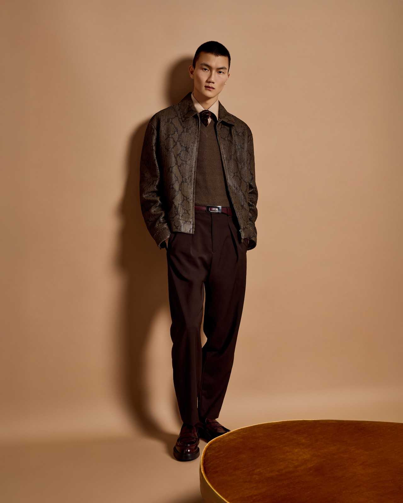 LAMBSKIN NAPPA LEATHER BLOUSON IN A PYTHON PRINT - 6