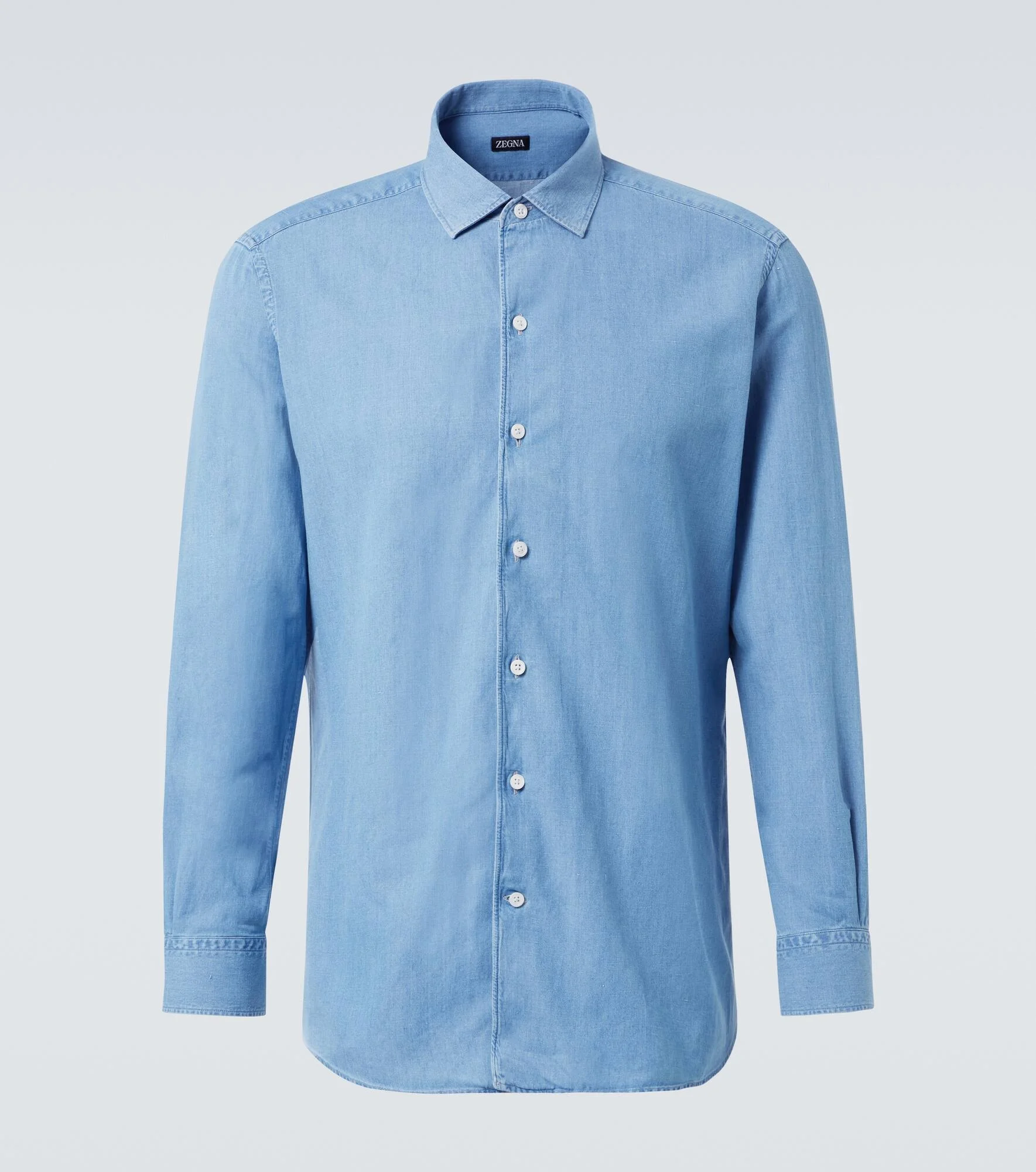 Cotton and linen denim shirt - 1