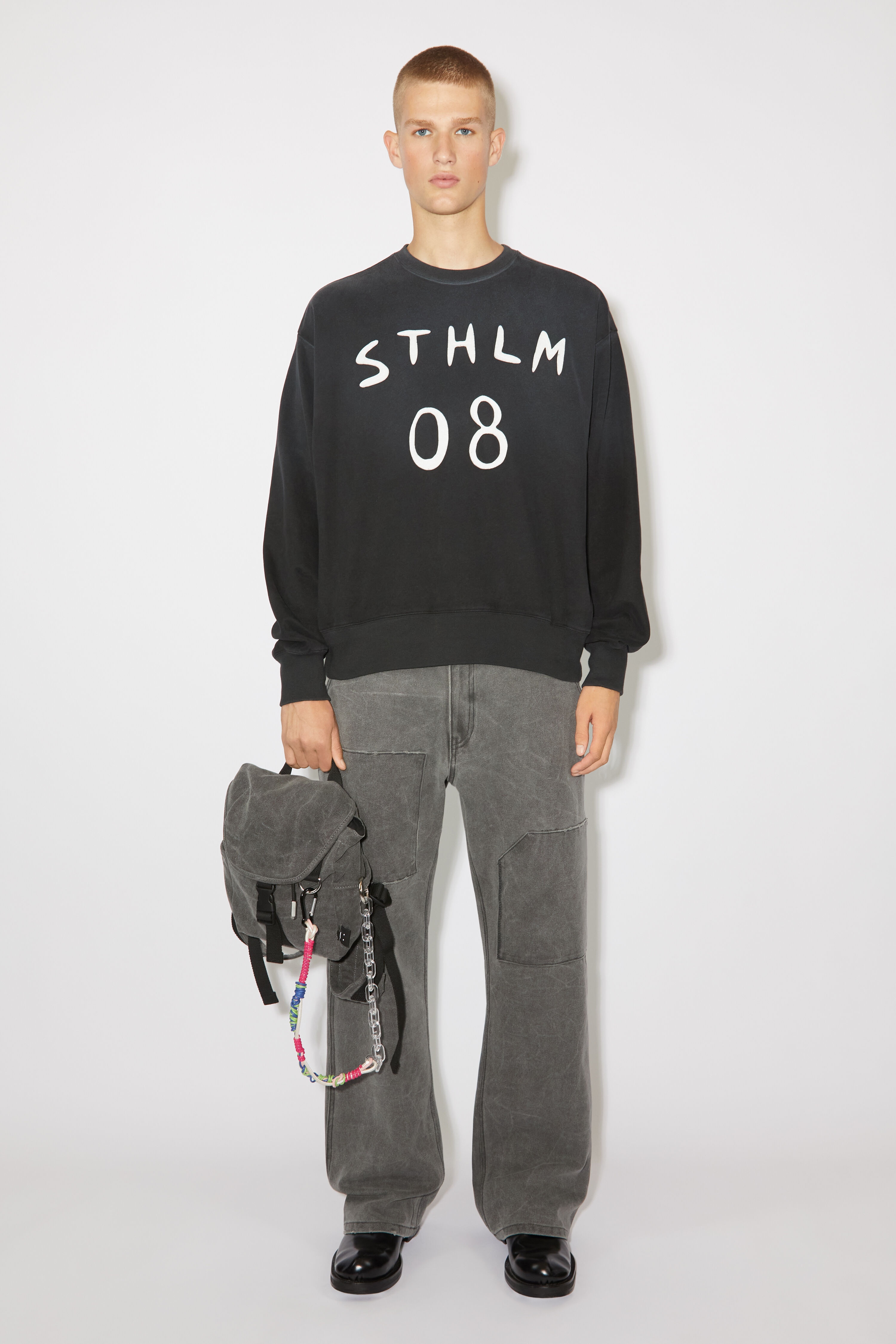 Patch print sweater - Relaxed fit - Carbon grey - 2