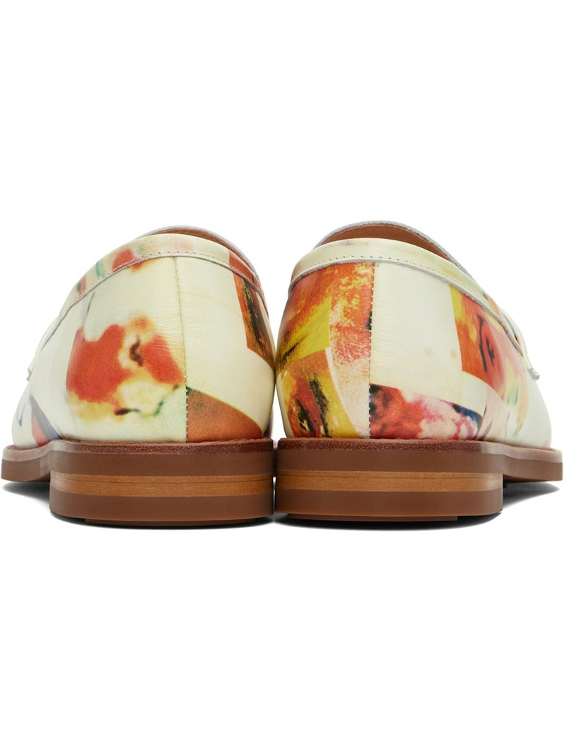 White Collage Faces Printed Loafers 2