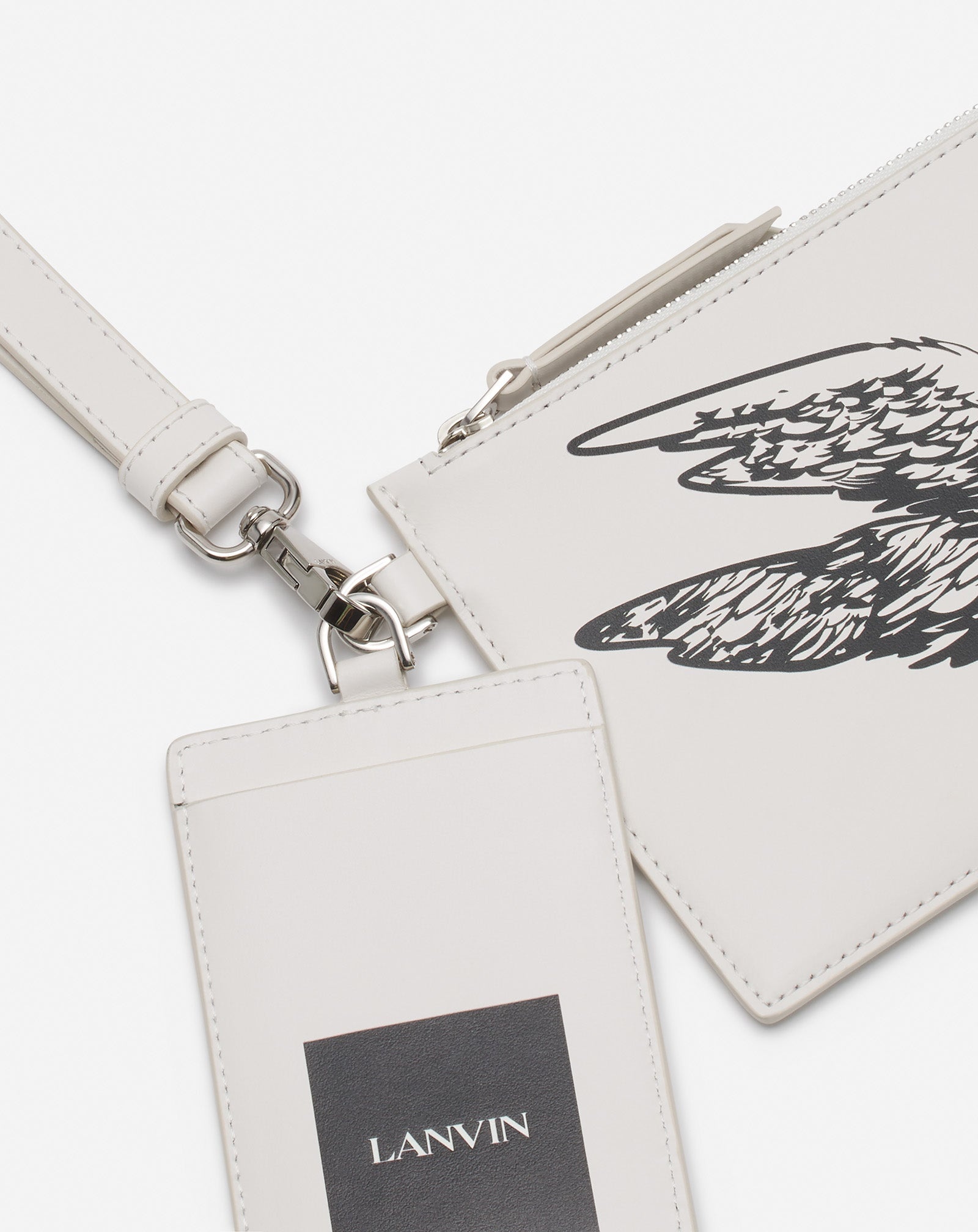 LANVIN X FUTURE LEATHER DOUBLE CLUTCH WITH EAGLE PRINT - 4