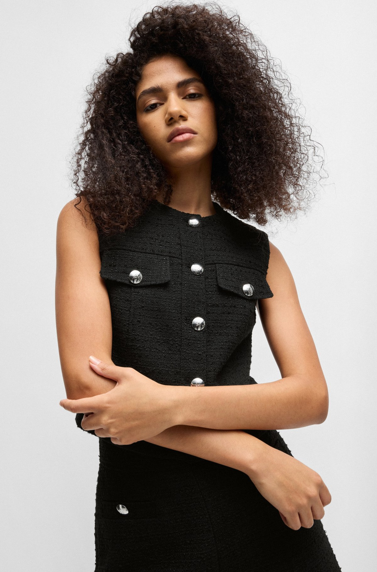 REGULAR-FIT WAISTCOAT IN BOUCLÉ FABRIC - 6