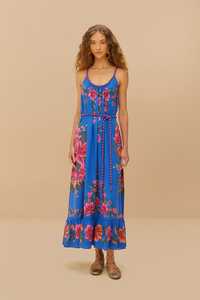 Blue Summer Fruit Scarf Lenzing™ Ecovero™ Euroflax™ Maxi Dress 1