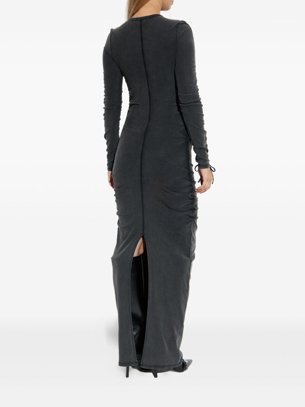 long-sleeve drawstring maxi dress - 3