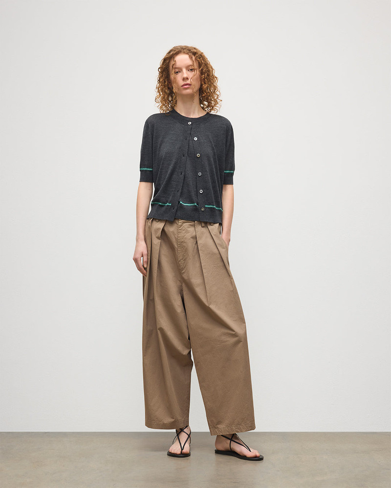 Johnstons of Elgin Brae Dark Grey Merino Short Sleeve Cardigan outlook